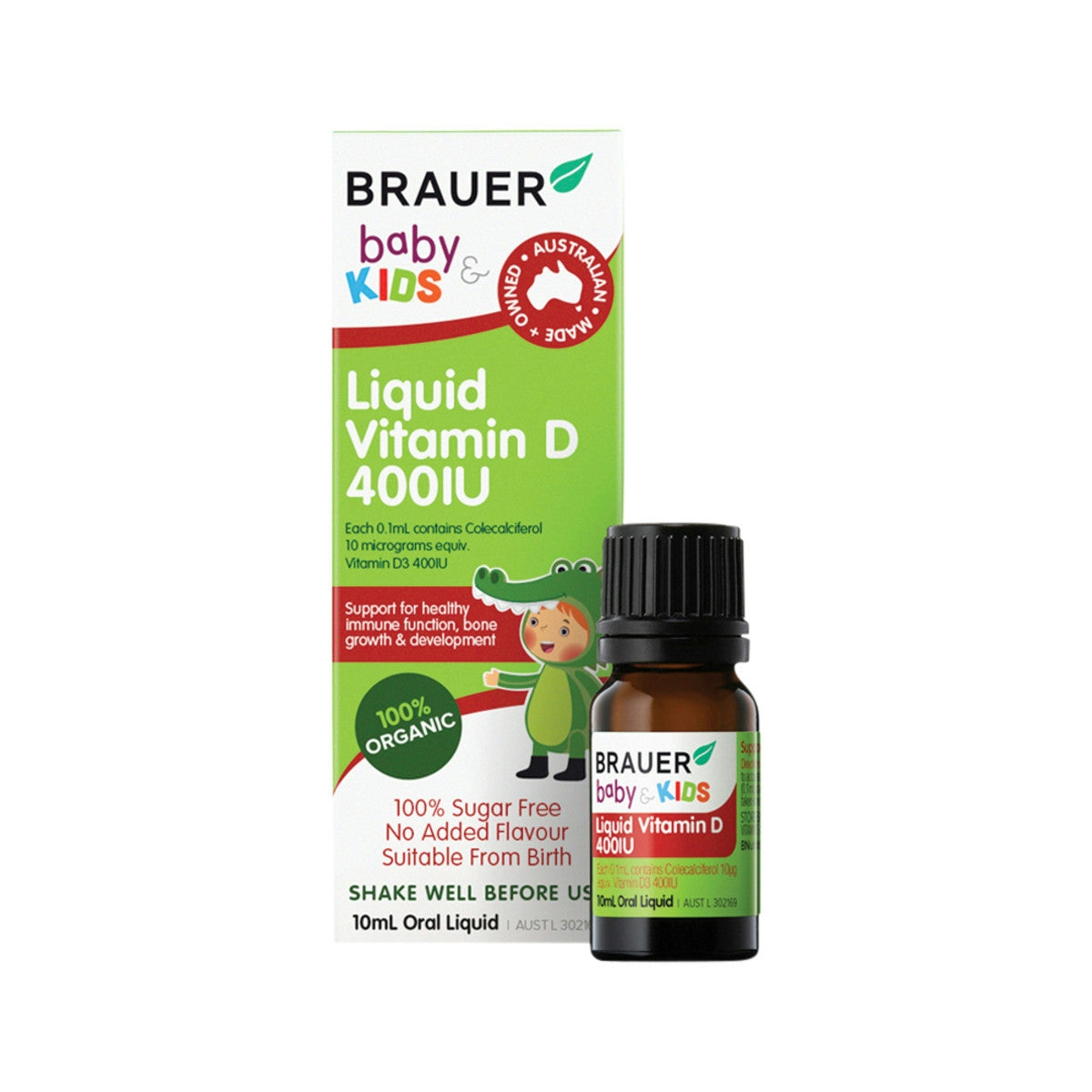 image of Brauer Baby & Kids Liquid Vitamin D 400IU Oral Liquid 10ml on white background