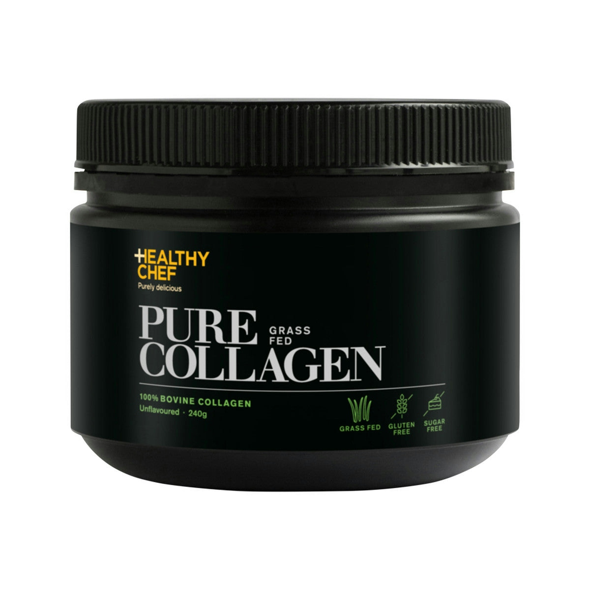 image of The Healthy Chef Pure Grass Fed Collagen (100% Bovine Collagen) Unflavoured 240g on white background
