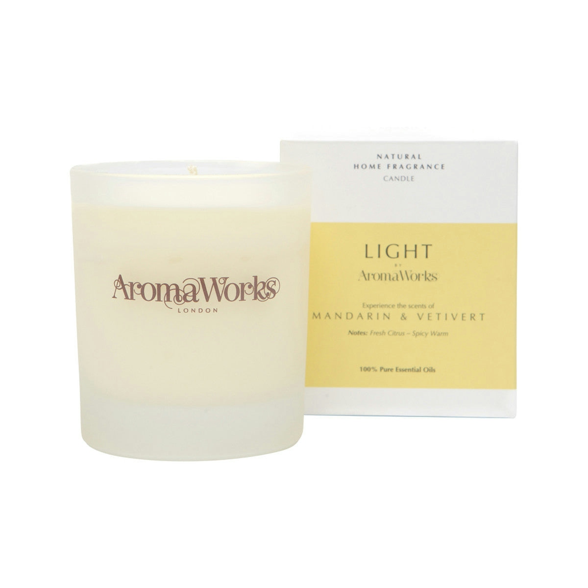 image of AromaWorks Light Candle Mandarin & Vetivert Medium 220g on white background