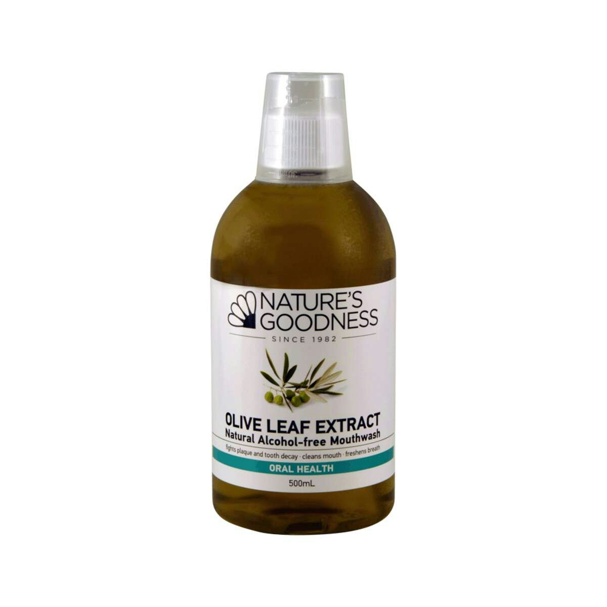 image of Nature's Goodness Olive Leaf Extract Mouthwash (Alcohol-Free) 500ml on white background