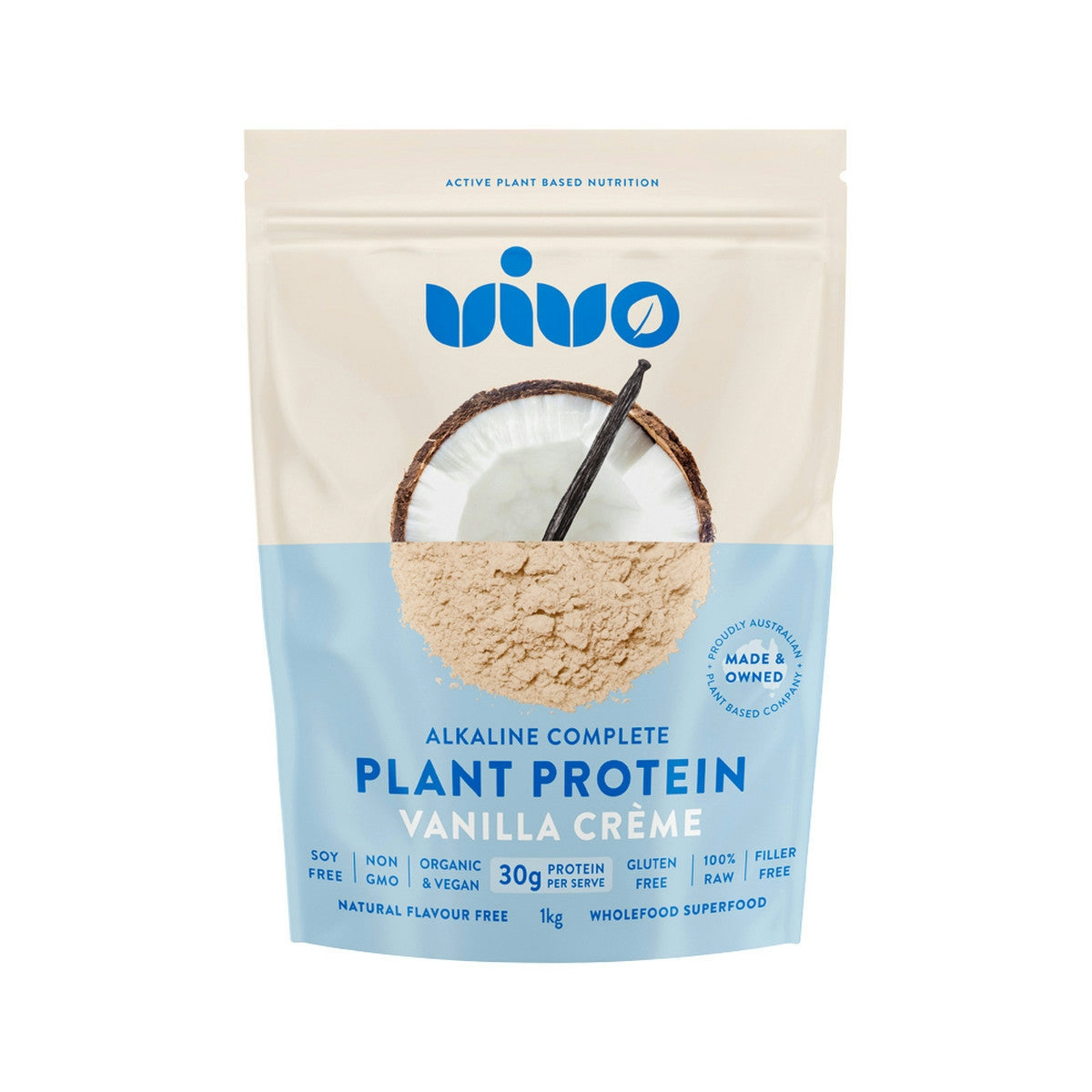 image of Vivo Organic Alkaline Complete Plant Protein Vanilla creme 400g on white background