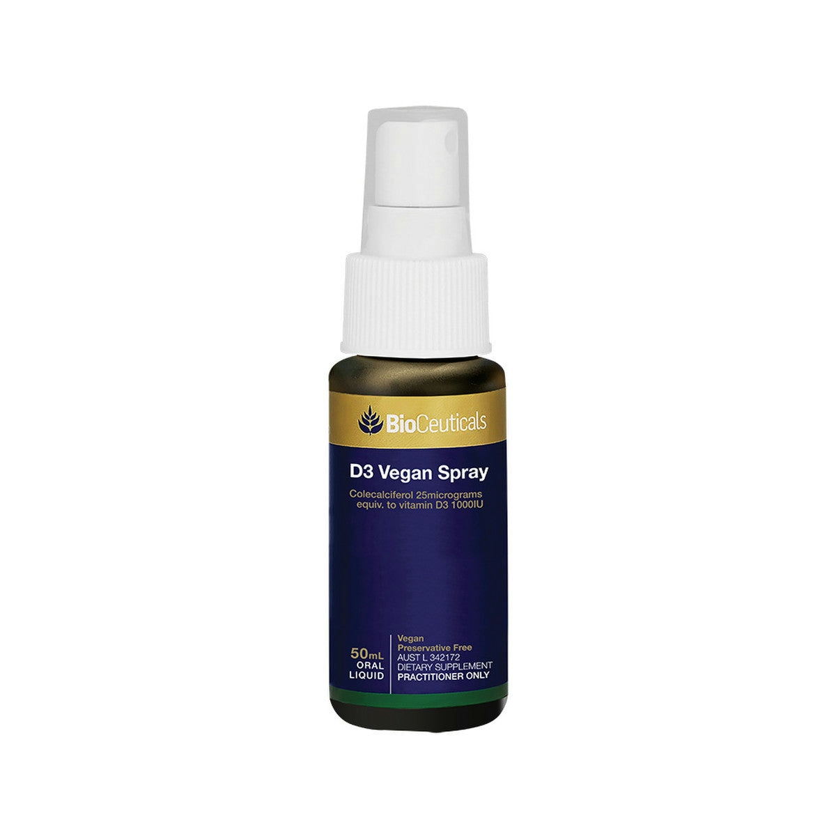 image of BioCeuticals D3 Vegan Spray Oral Liquid 50ml on white background