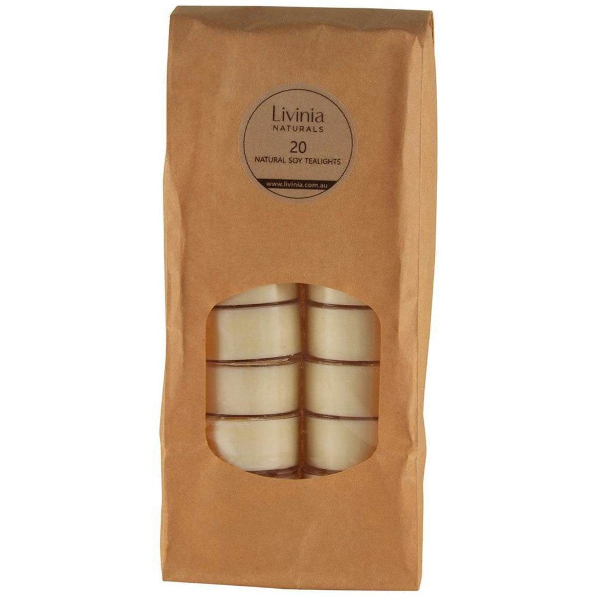 image of Livinia Naturals Soy Tea Light Candles x 20 Pack on white background