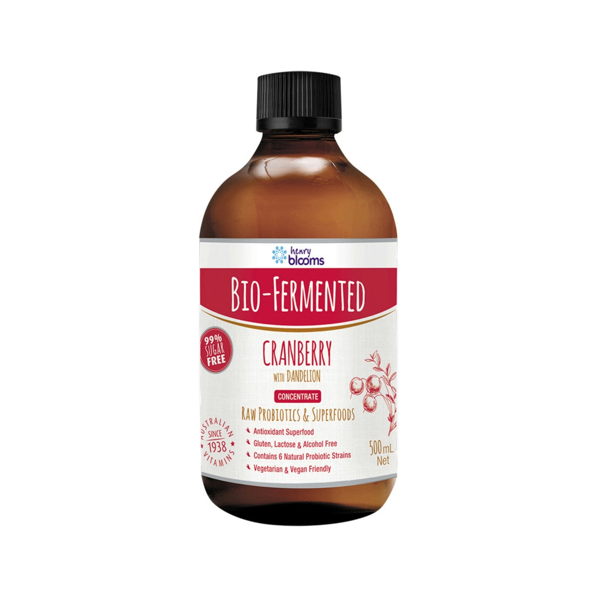 Henry Blooms Bio-Fermented Cranberry Concentrate (with Dandelion) 500ml
