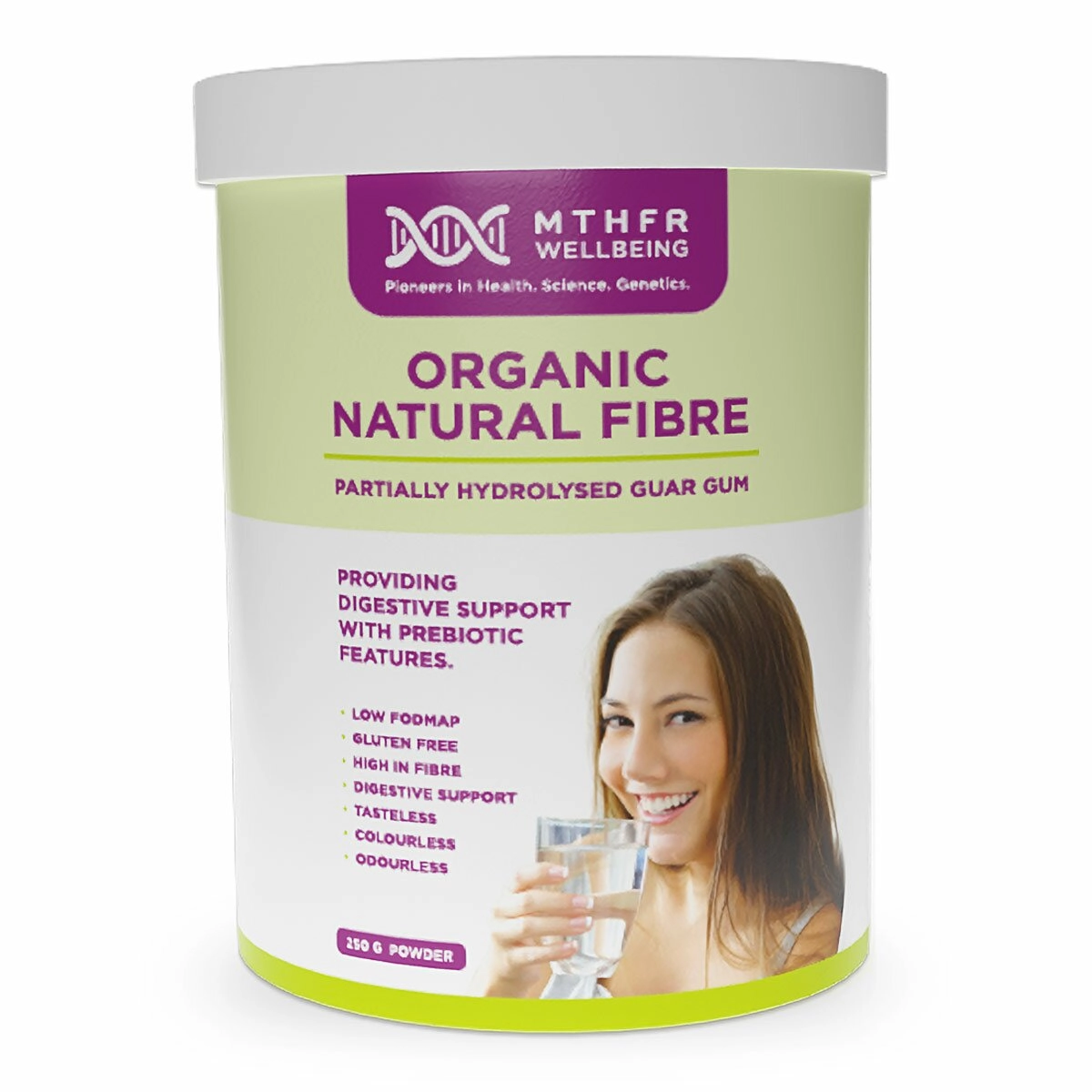 image of MTHFR Support Organic Powder PHGG on white background.
