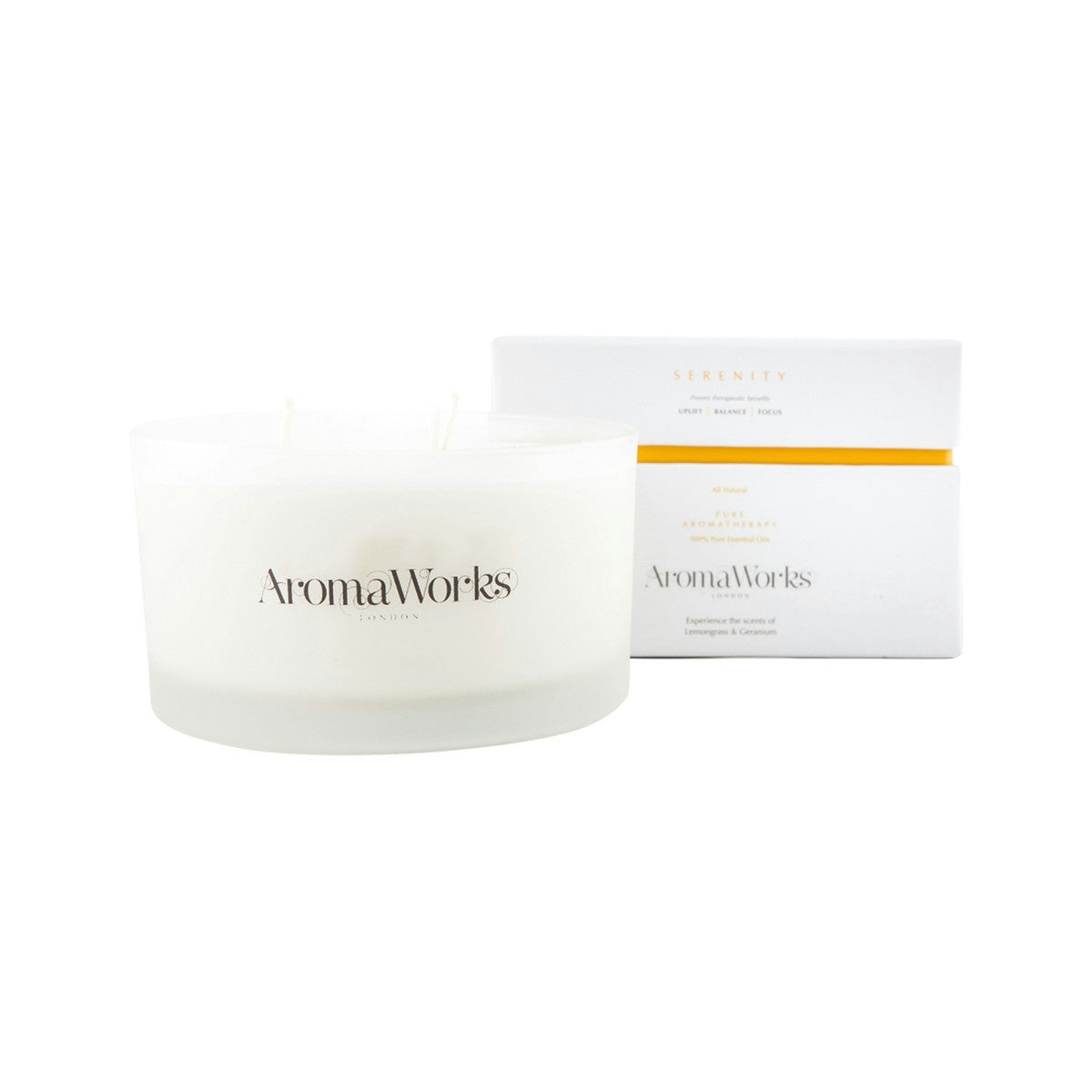 image of AromaWorks 3 Wick Candle Serenity Large 400g on white background