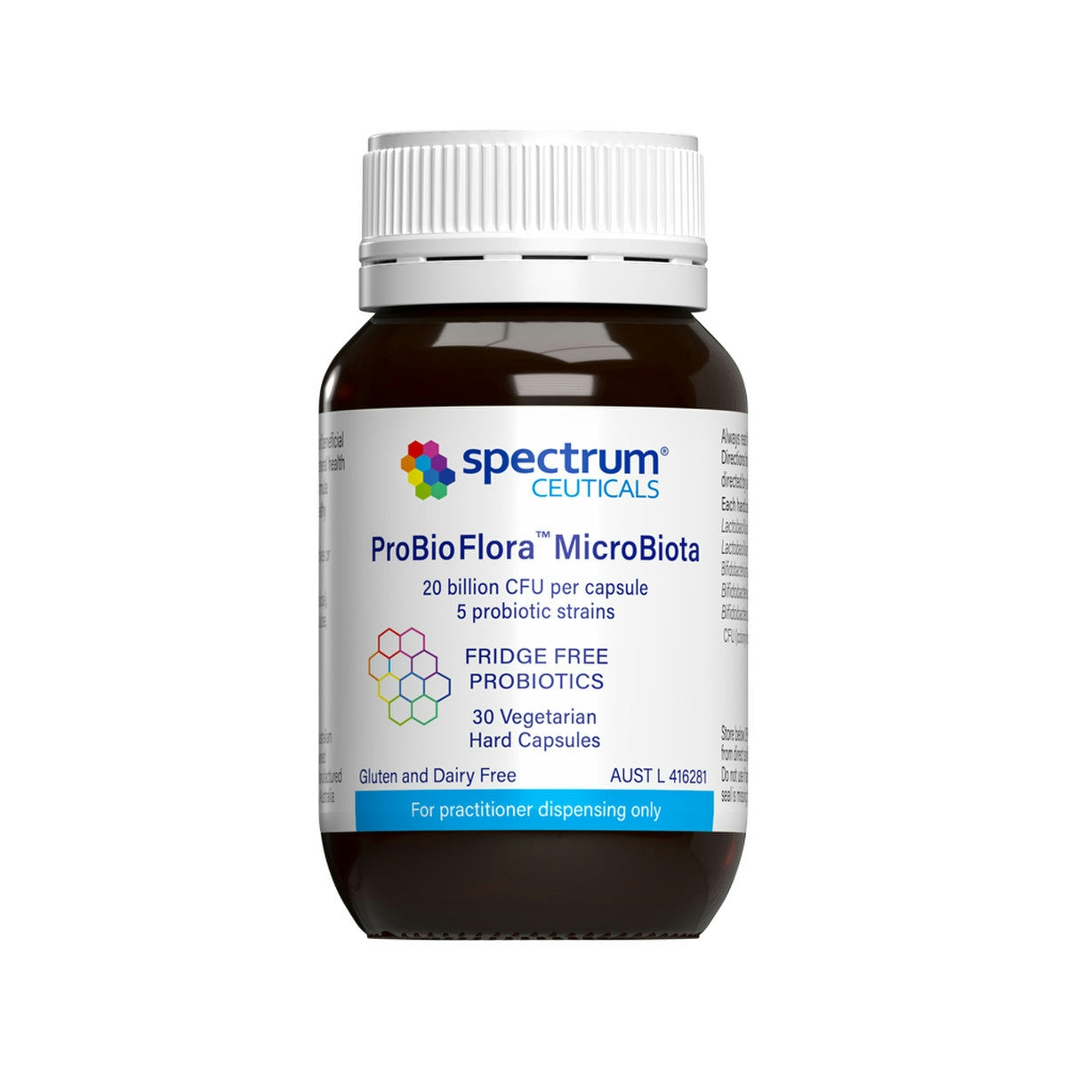 image of Spectrumceuticals ProBioFlora MicroBiota (Fridge Free Probiotics) 30vc on white background