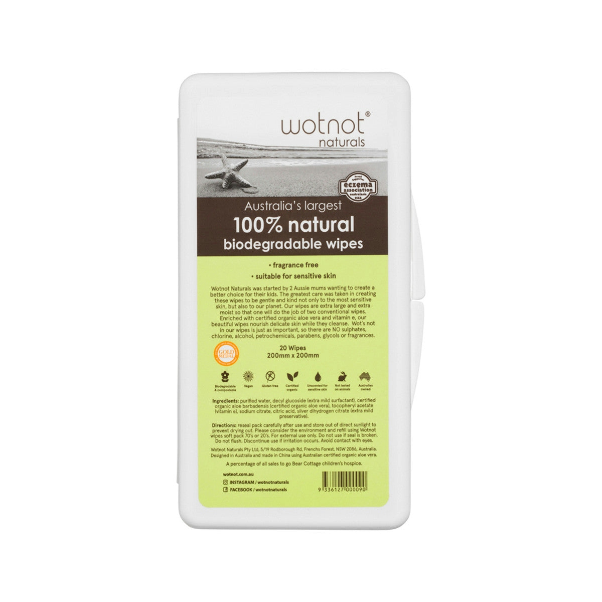 image of Wotnot Naturals 100% Natural Wipes with Travel Hard Case x 20 Pack on white background