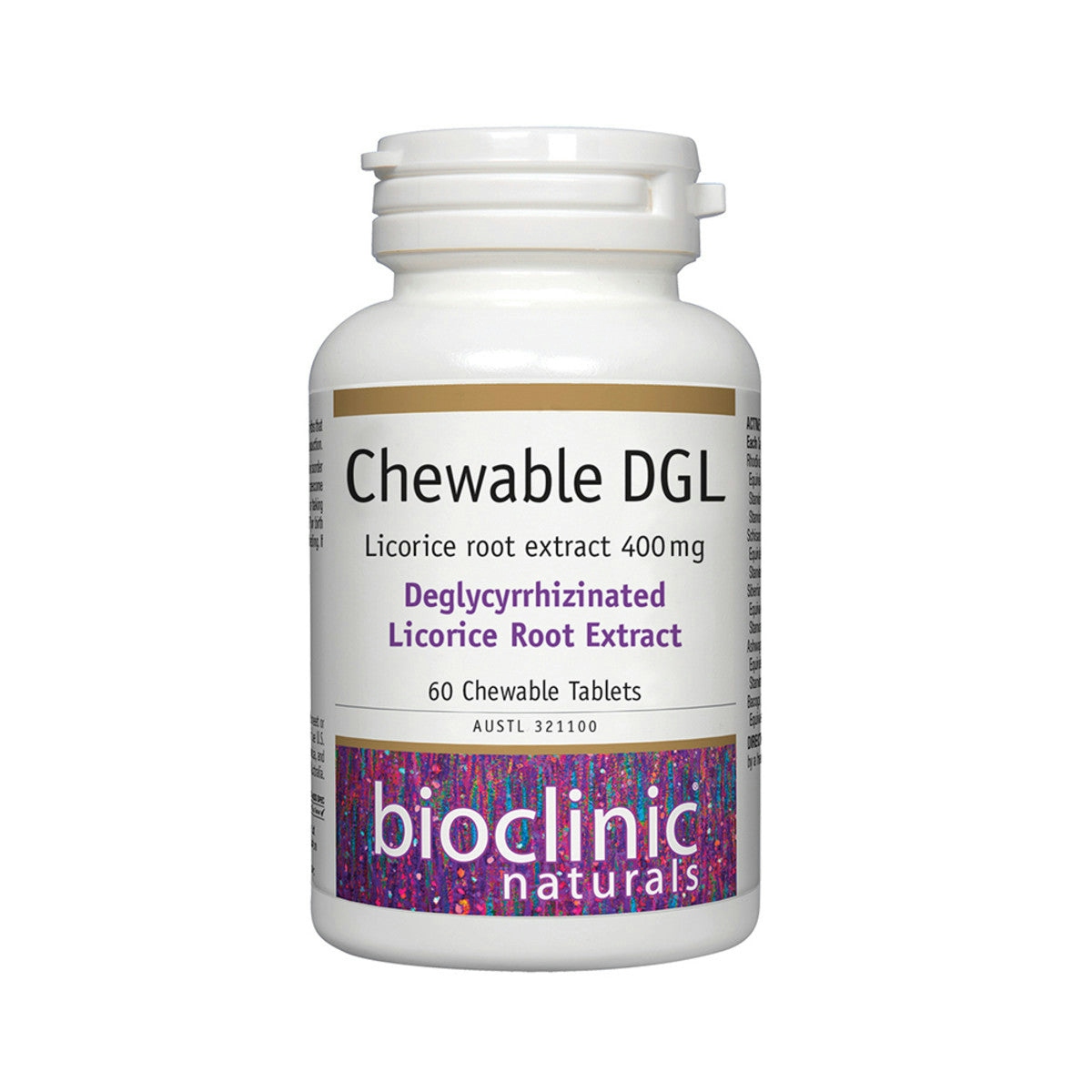 Image of Bioclinic Naturals Chewable DGL 60t with a white background