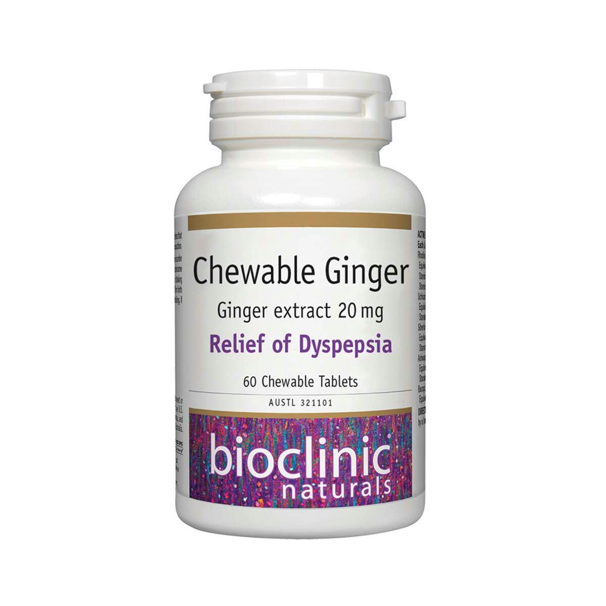 Image of Bioclinic Naturals Chewable Ginger 60t on white background