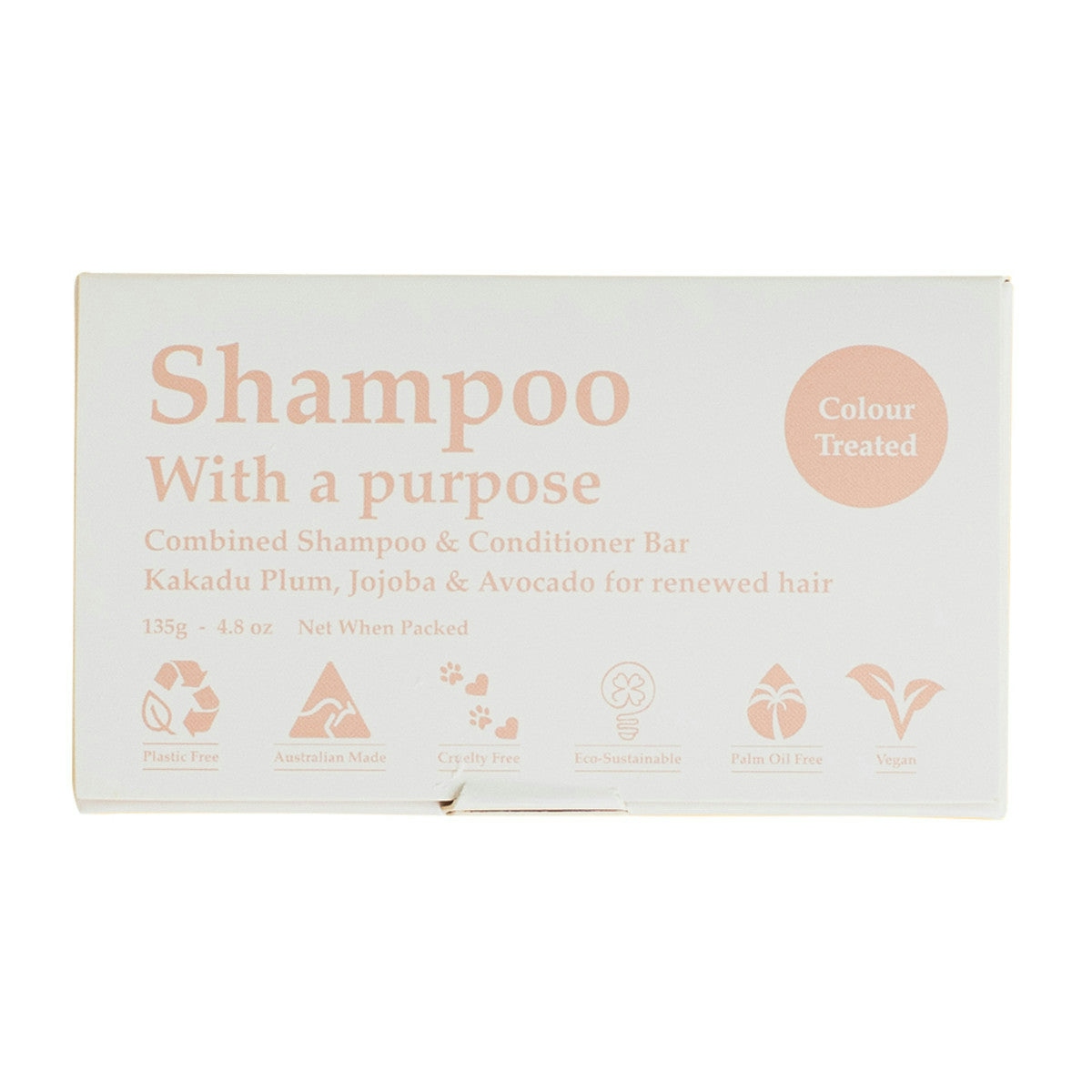 image of Clover Fields Shampoo with a Purpose Bar (shampoo & conditioner) Colour Treated 135g on white background 