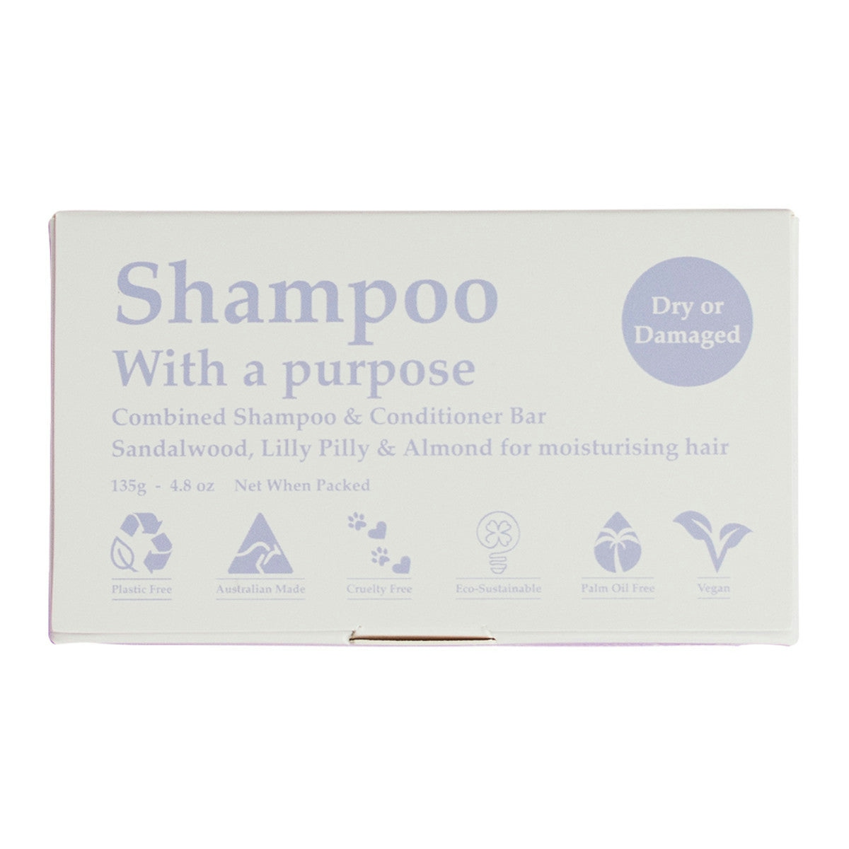 image of Clover Fields Shampoo with a Purpose Bar Shampoo & Conditioner Bar - Dry or Damaged Hair on white background 