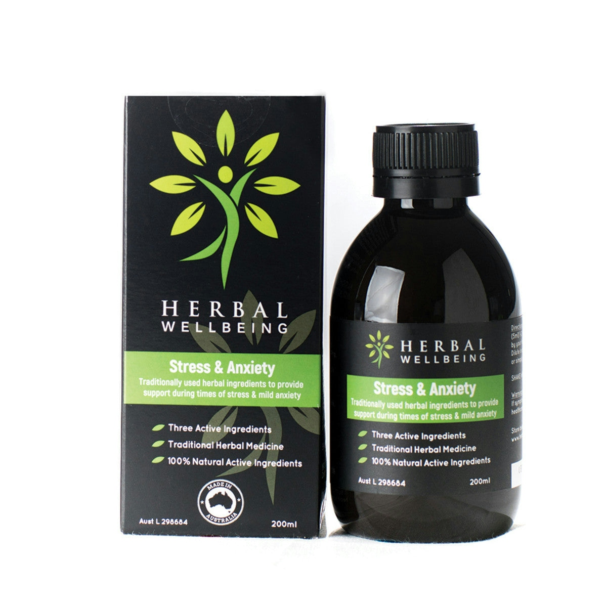 image of Herbal Wellbeing Stress & Anxiety 200ml on white background 