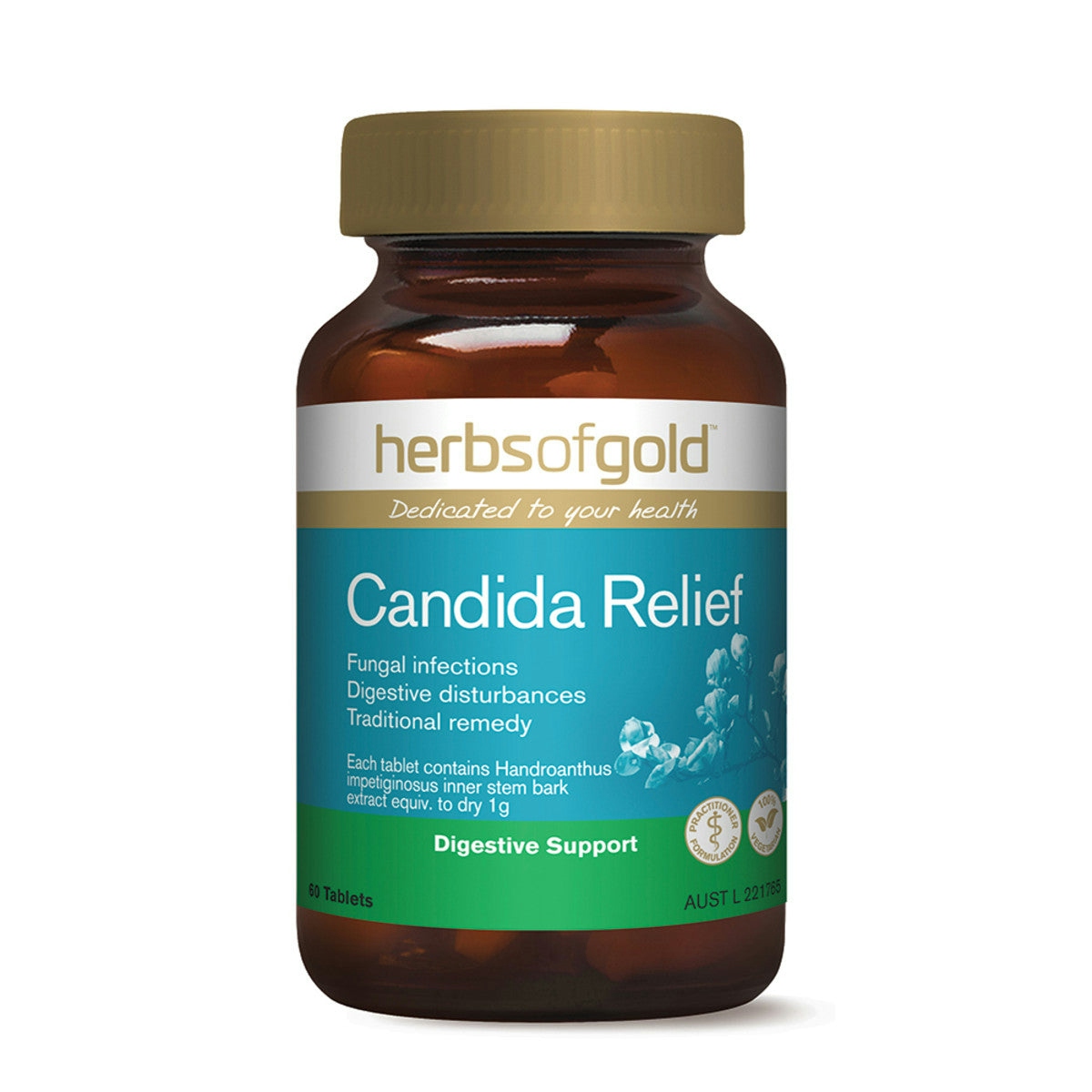 image of Herbs of Gold Candida Relief 60t on white background 