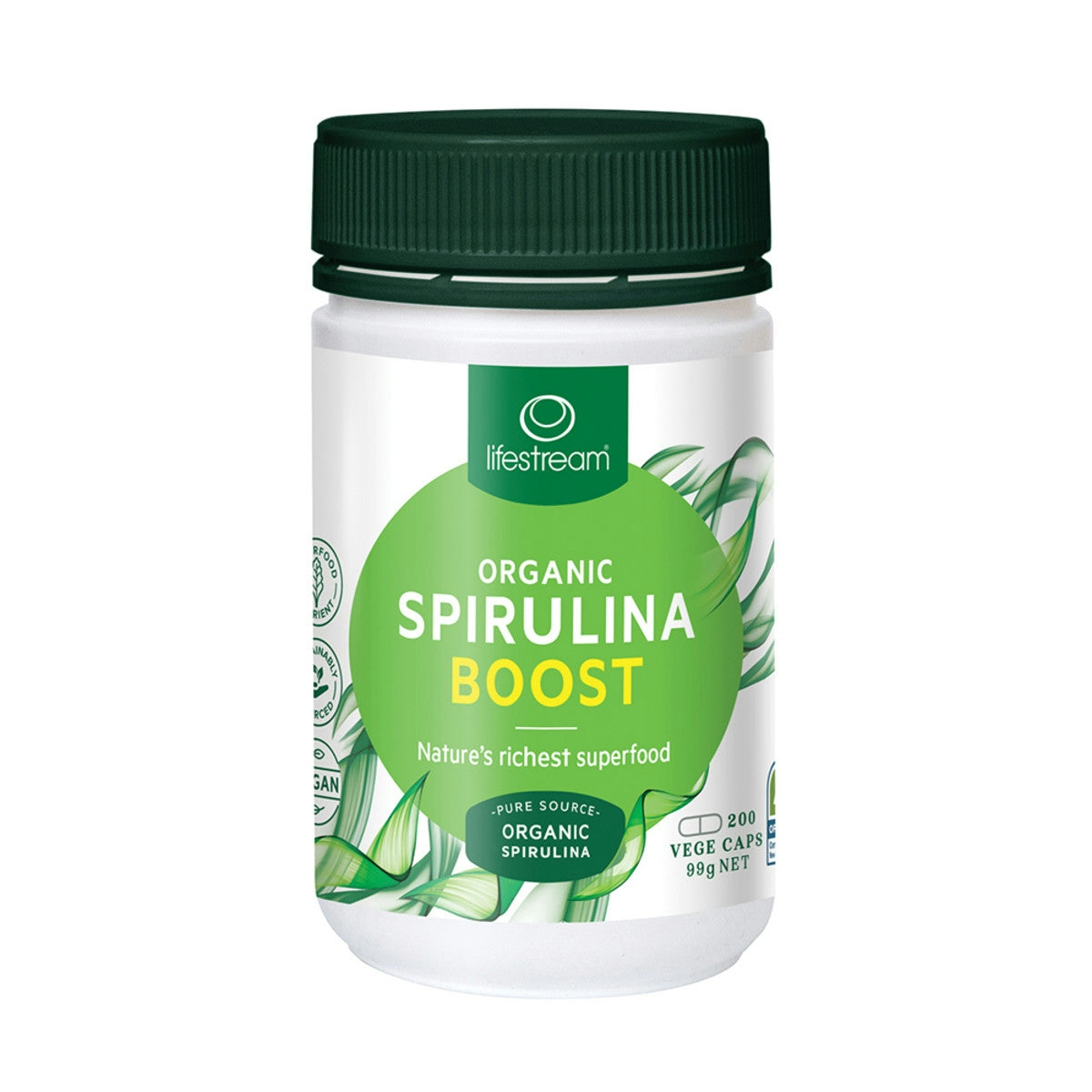 LifeStream Organic Spirulina Boost 200 Vege Caps