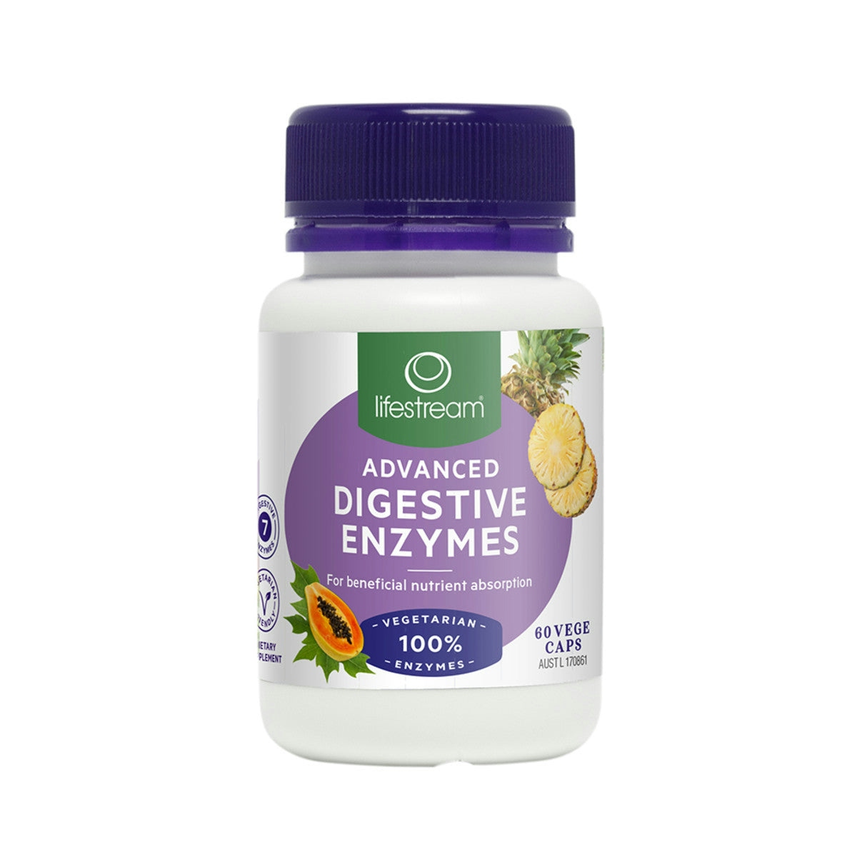image of LifeStream Advanced Digestive Enzymes 60vc on white background 