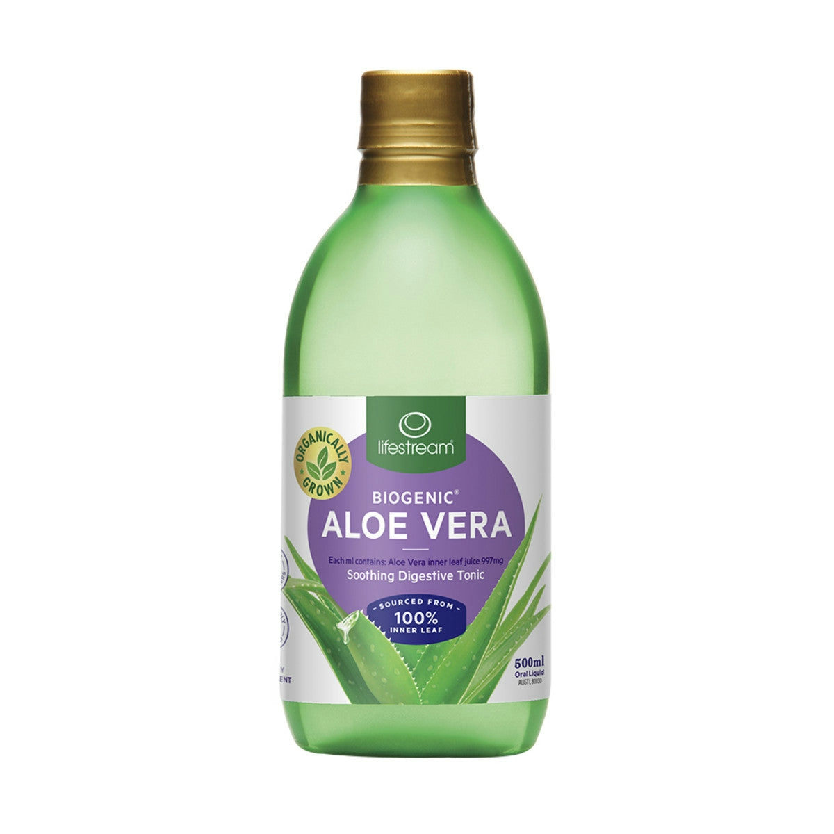 image of LifeStream Biogenic Aloe Vera Juice 500ml on white background 