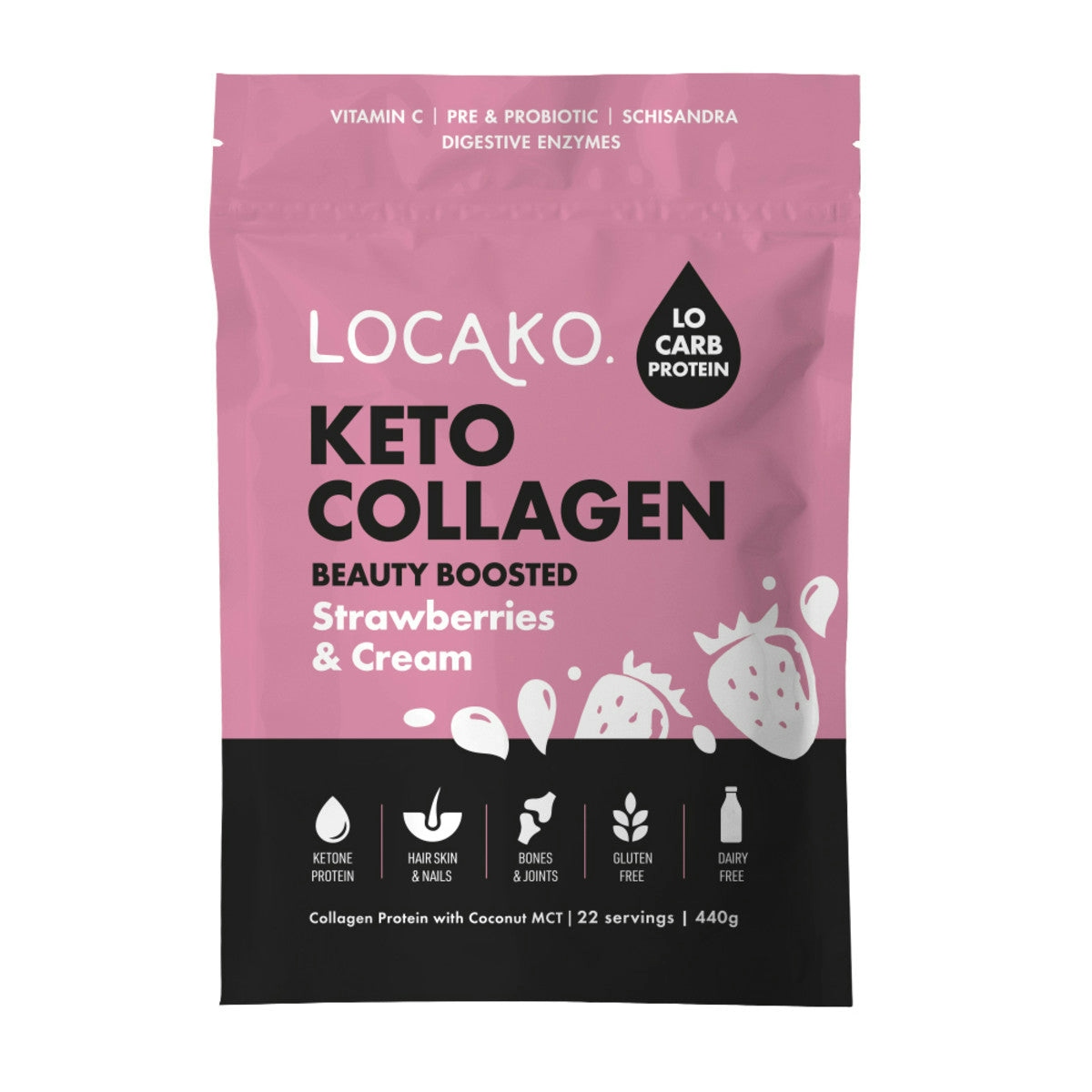 Locako Keto Collagen Strawberries & Cream 440g