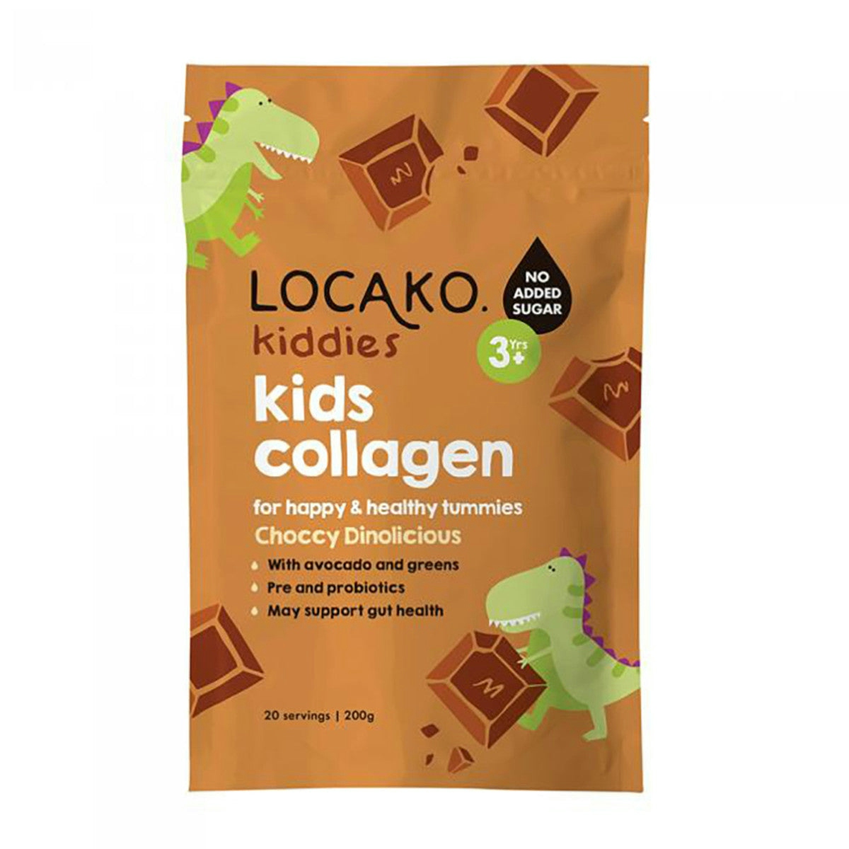 image of Locako Kiddies Kids Collagen Choccy Dinolicious 200g on white background 