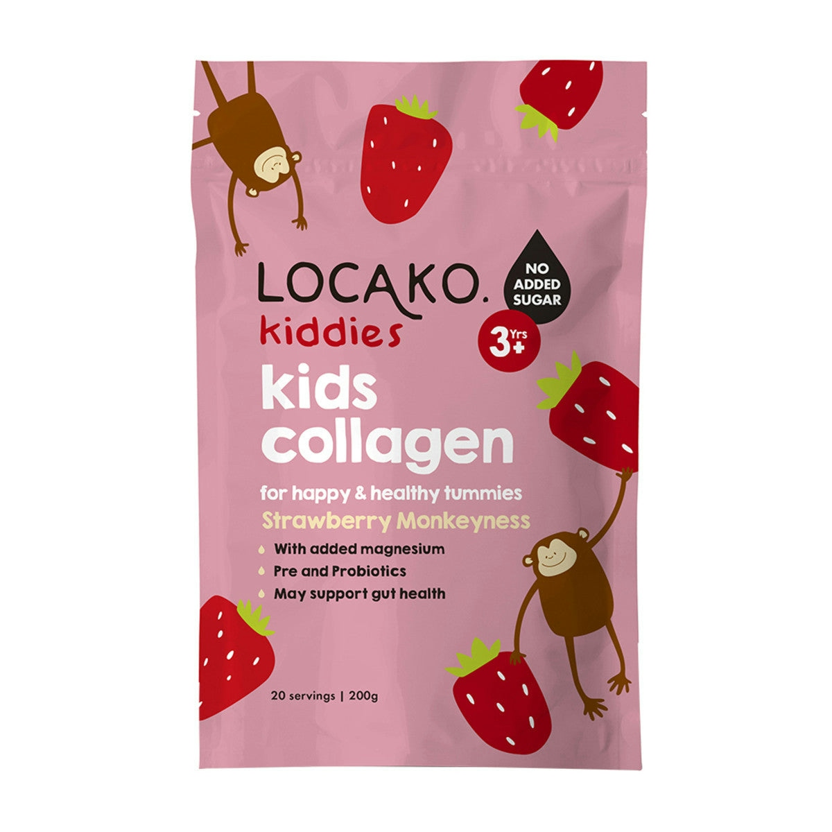 image of Locako Kiddies Kids Collagen Strawberries Monkeyness 200g on white background 