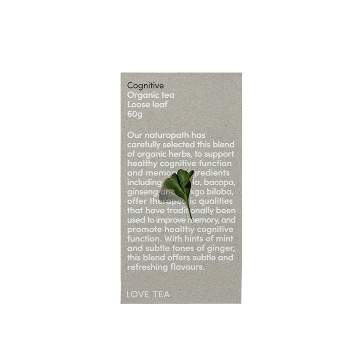 image of Love Tea Organic Cognitive Tea Loose Leaf 60g on white background 