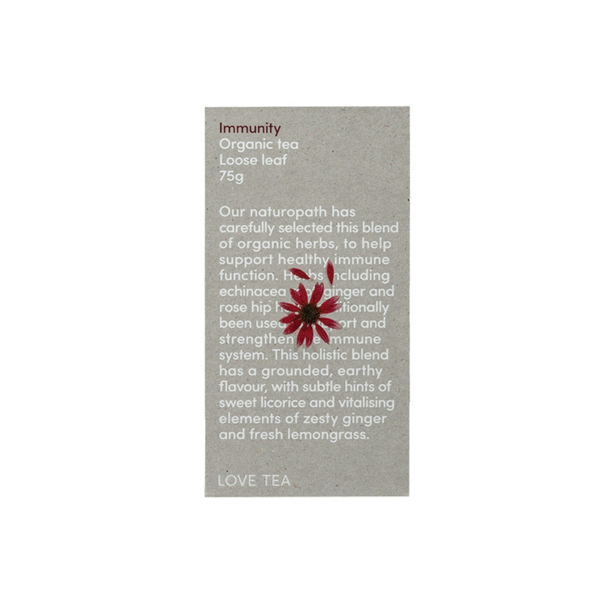 image of Love Tea Organic Immunity Tea Loose Leaf 75g on white background 