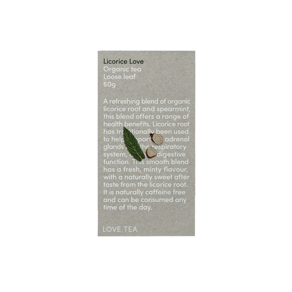 image of Love Tea Organic Licorice Love Tea Loose Leaf 60g on white background 