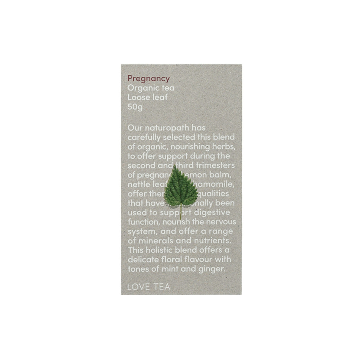 image of Love Tea Organic Pregnancy Tea 50g loose leaf on white background 