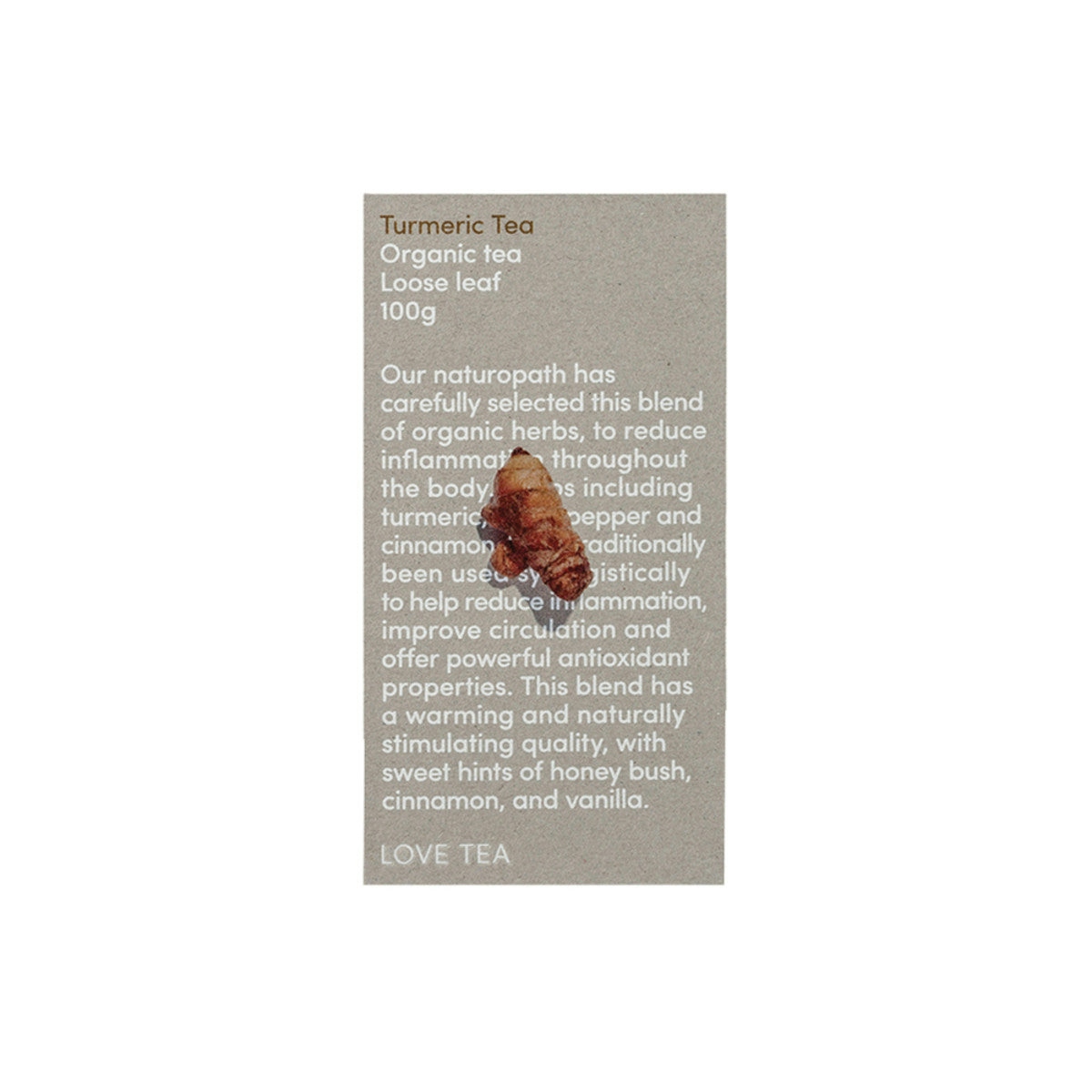 image of Love Tea Organic Turmeric Tea Loose Leaf 100g on white background 