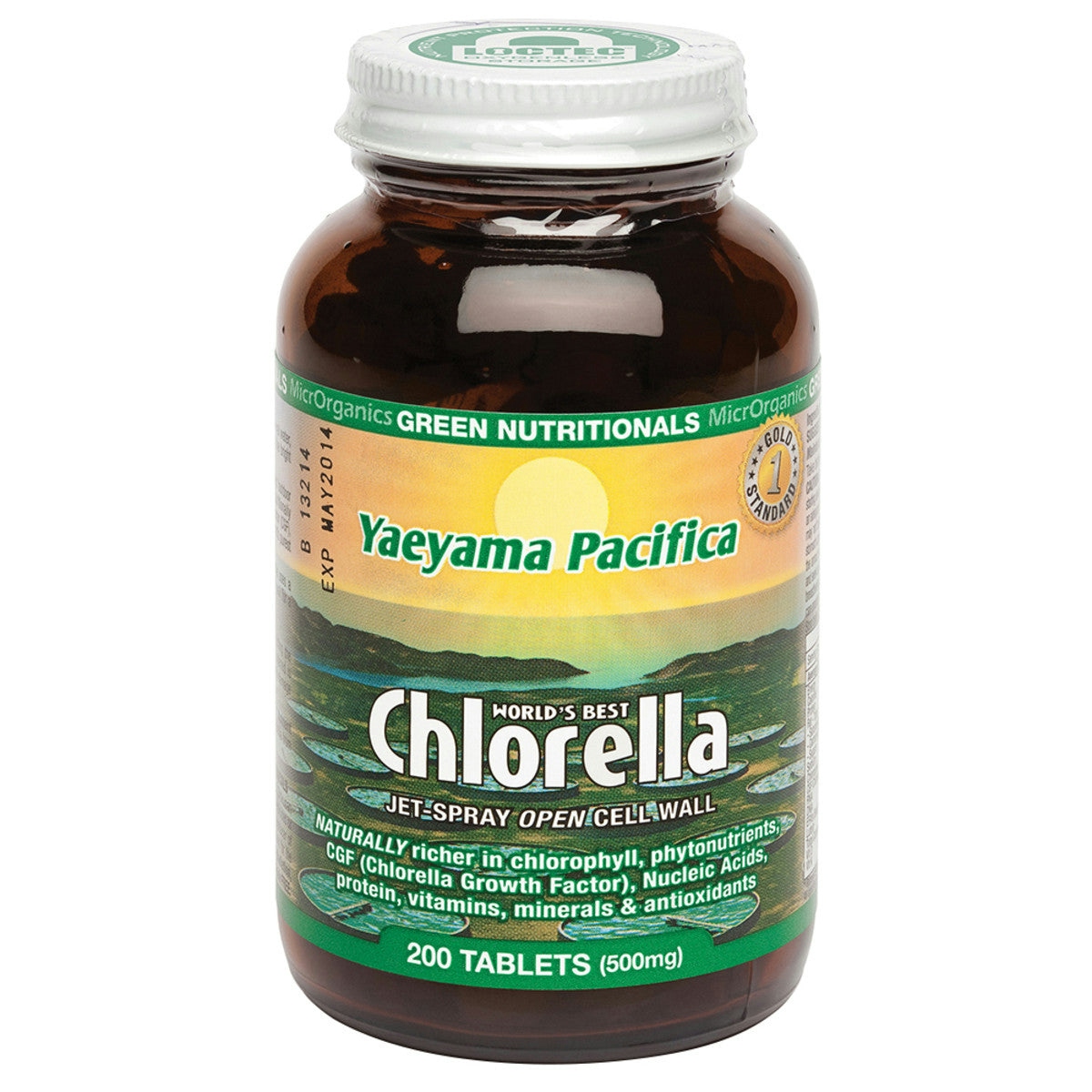 image of MicrOrganics Green Nutritionals Yaeyama Pacifica Chlorella 200t on white background 
