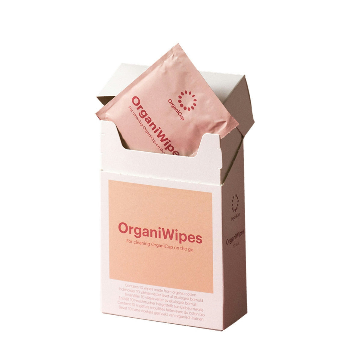 image of OrganiCup OrganiWipes 10 Pack on white backgr