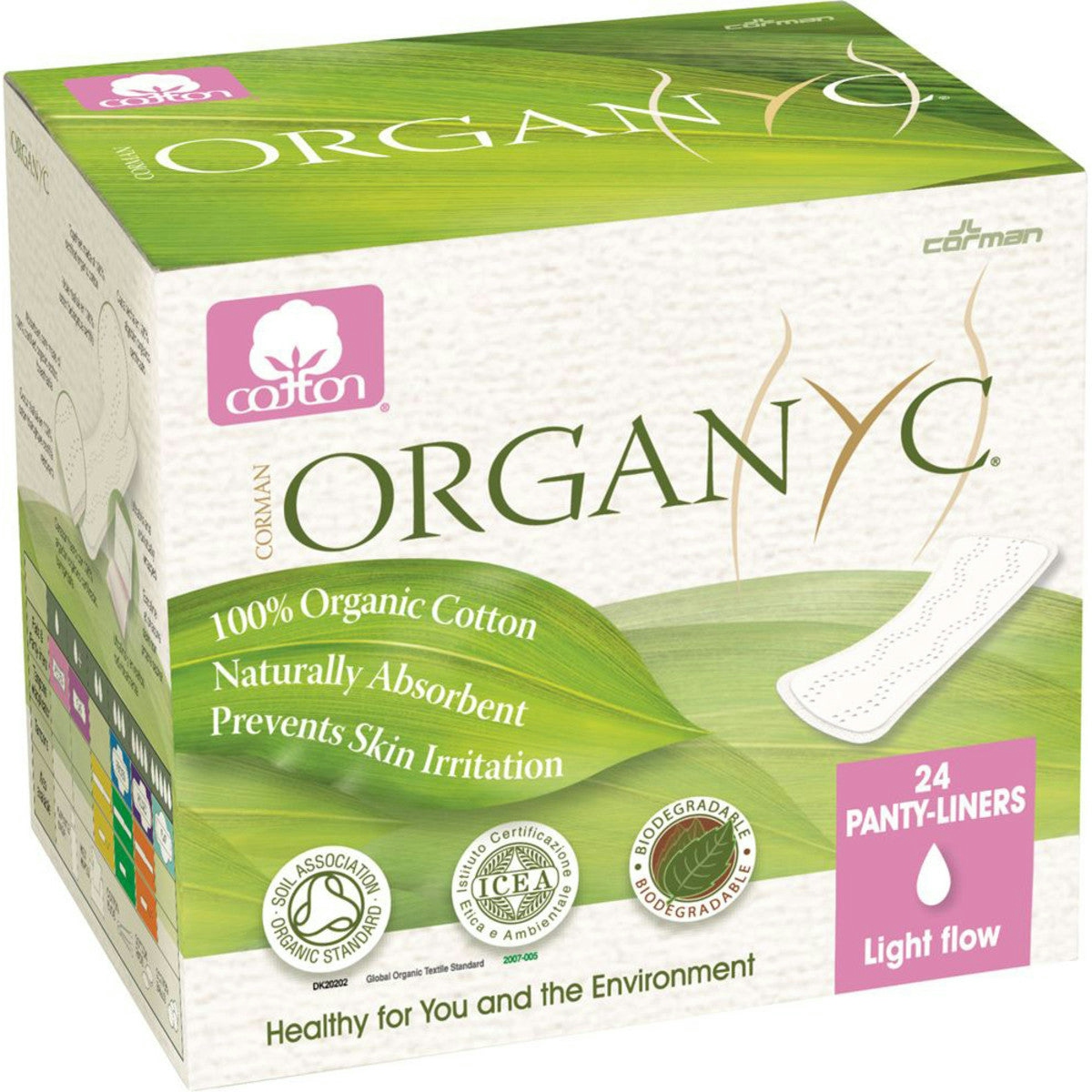 image of Organyc Organic Cotton Panty-Liners (Ultra Thin) Light x 24 Pack on white background 