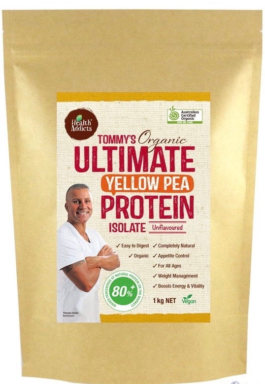 image of Health Addicts Tommy's Ultimate Yellow Pea Protein Isolate 1Kg on white background 