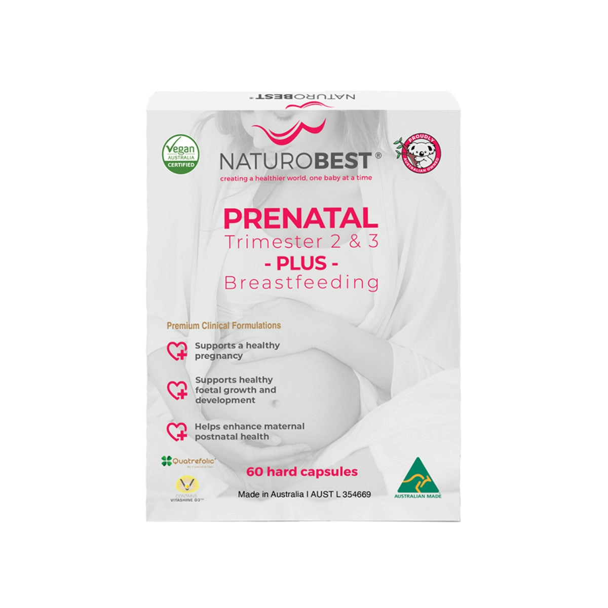 image of NaturoBest Prenatal Trimester 2 & 3 Plus Breastfeeding 60c on white background 