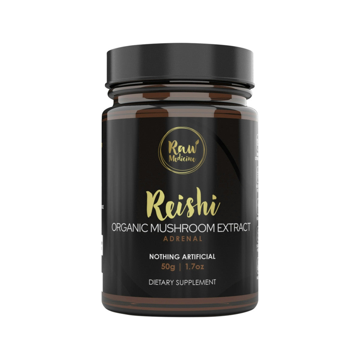 image of Raw Medicine Organic Mushroom Extract Reishi 50g on white background