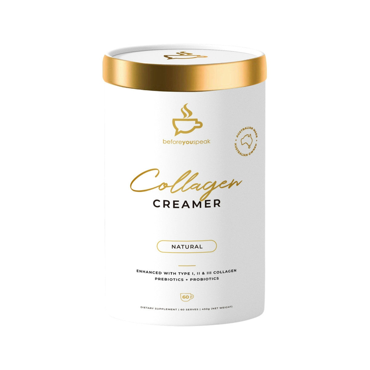 image of Before You Speak Collagen Creamer Natural 450g on white background