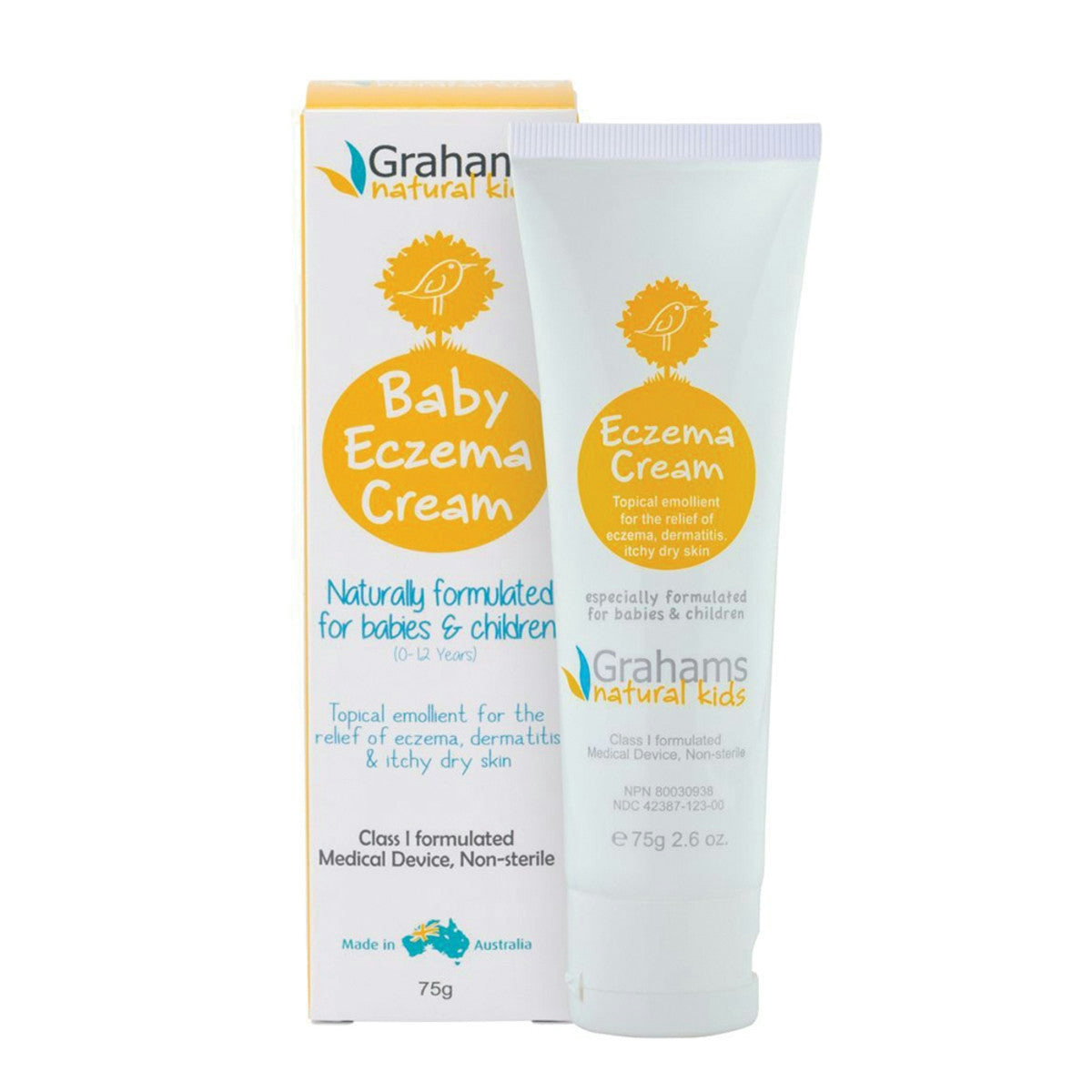 image of Grahams Natural Baby Eczema Cream 75g on white background 