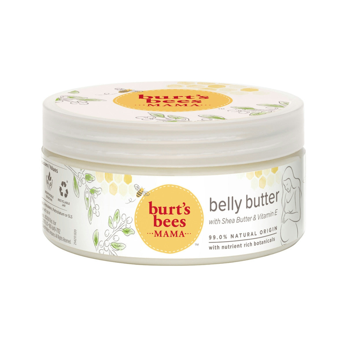 image of Burt's Bees Mama Bee Belly Butter with Shea Butter & Vitamin E 185g on white background 