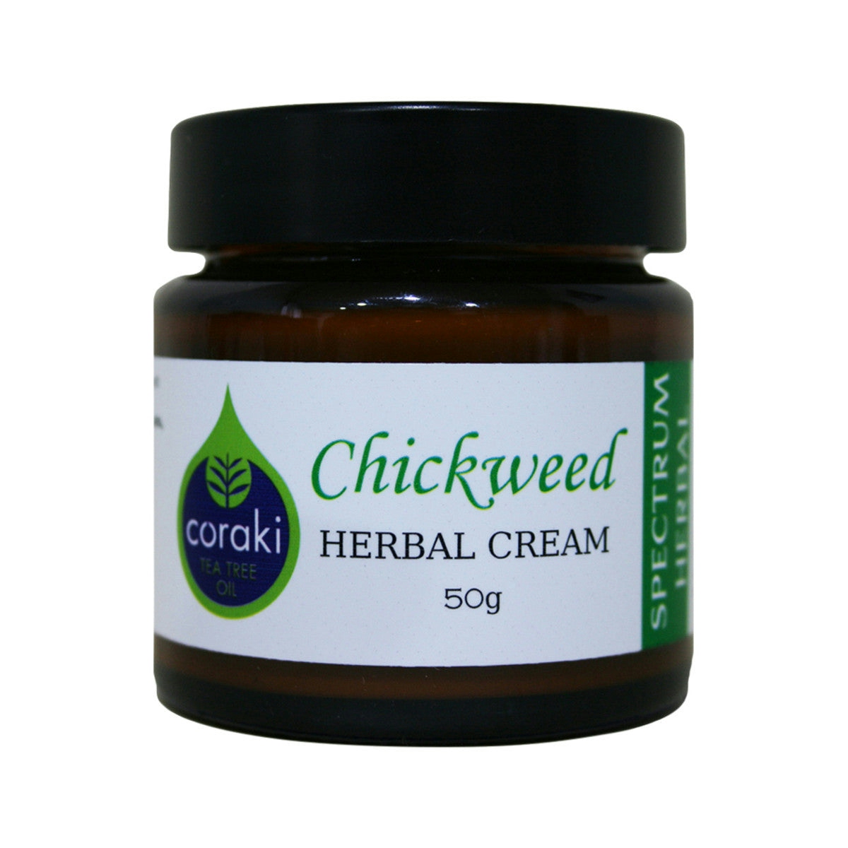 image of Spectrum Herbal Herbal Cream Chickweed with Coraki Tea Tree Oil 50g on white background
