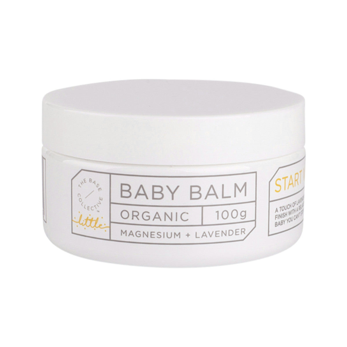 image of The Base Collective Little Organic Baby Balm Magnesium & Lavender 100g on white background 