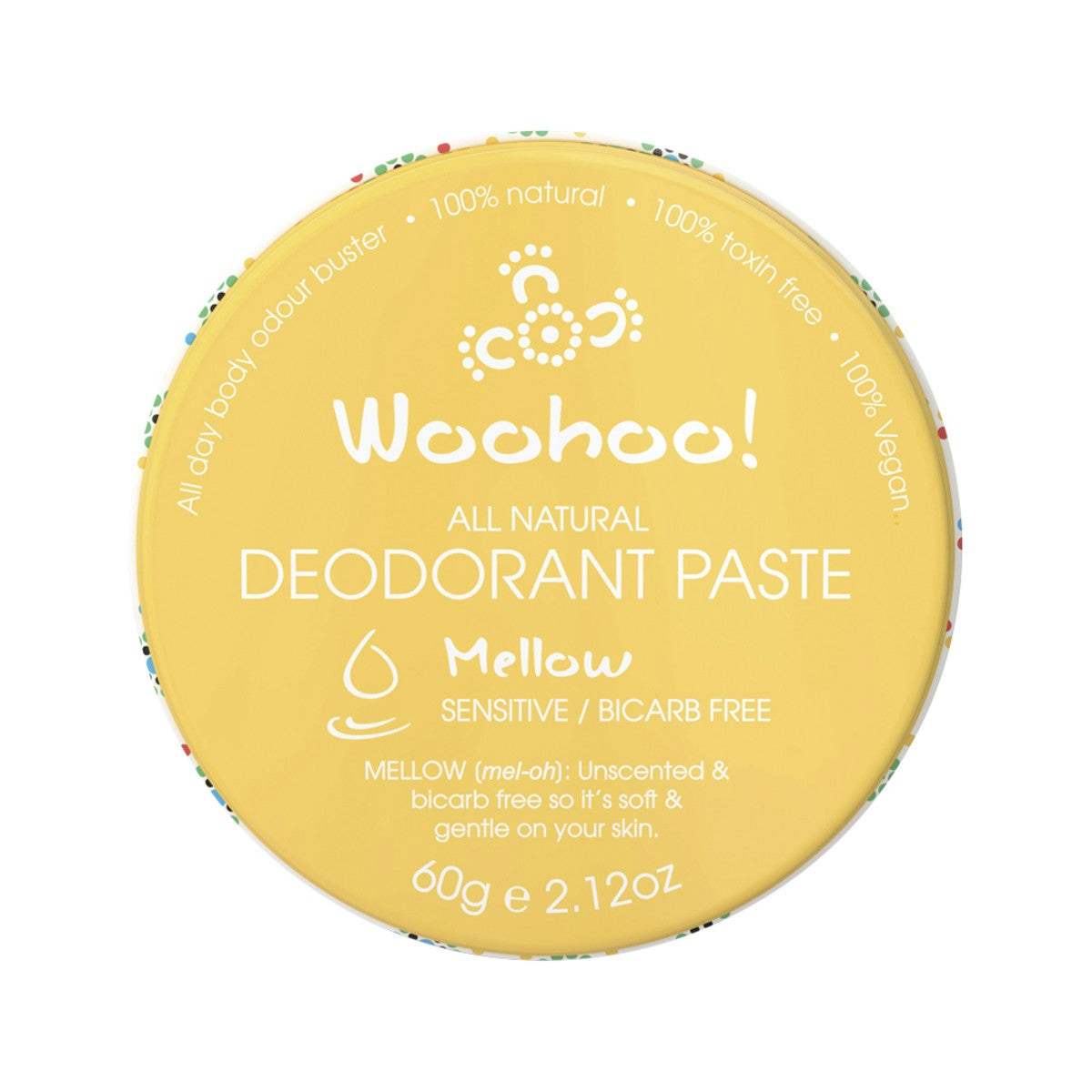 image of Woohoo Deodorant Paste Mellow (Sensitive) Tin 60g on white background