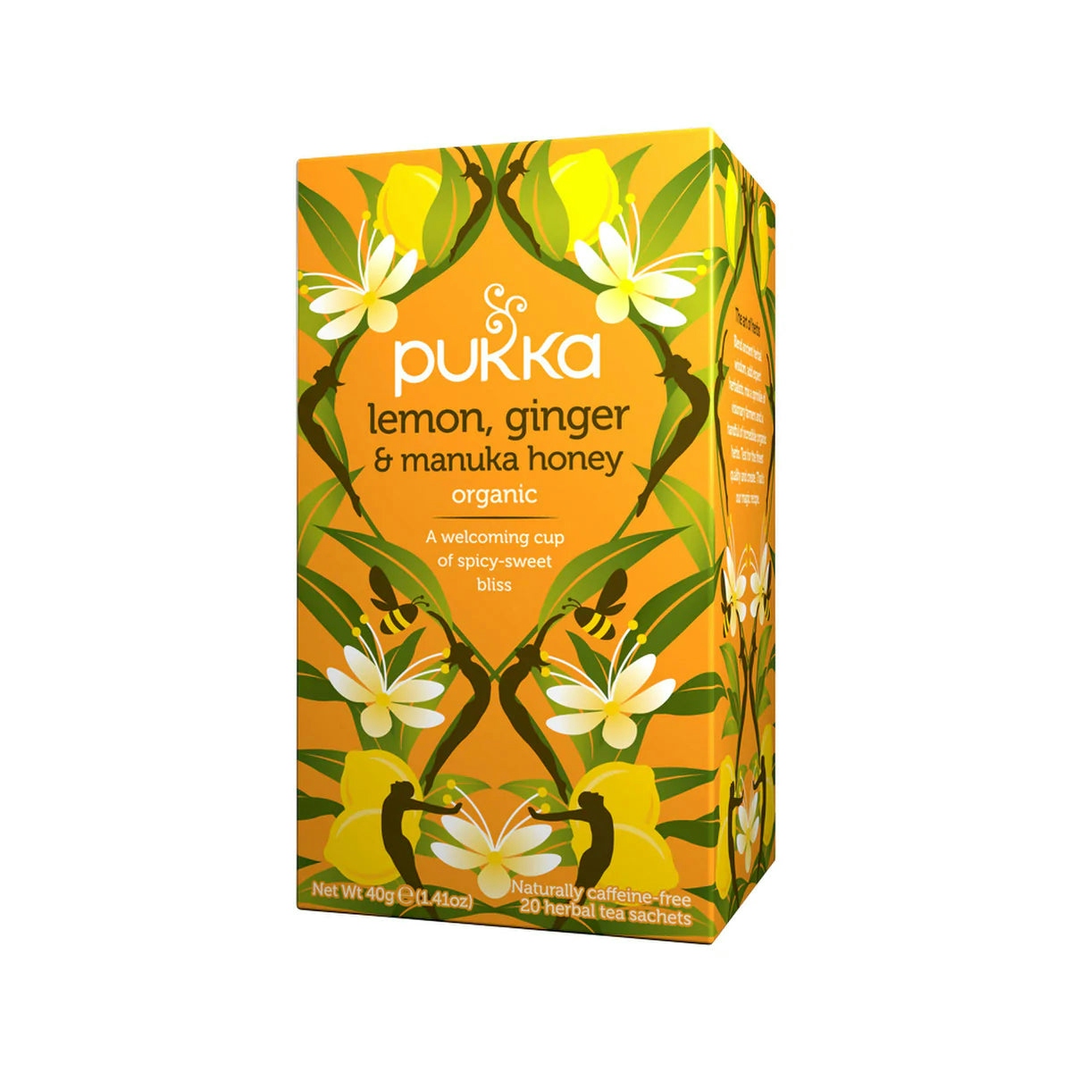 image of Pukka Organic Lemon, Ginger & Manuka Honey x 20 Tea Bags on white background