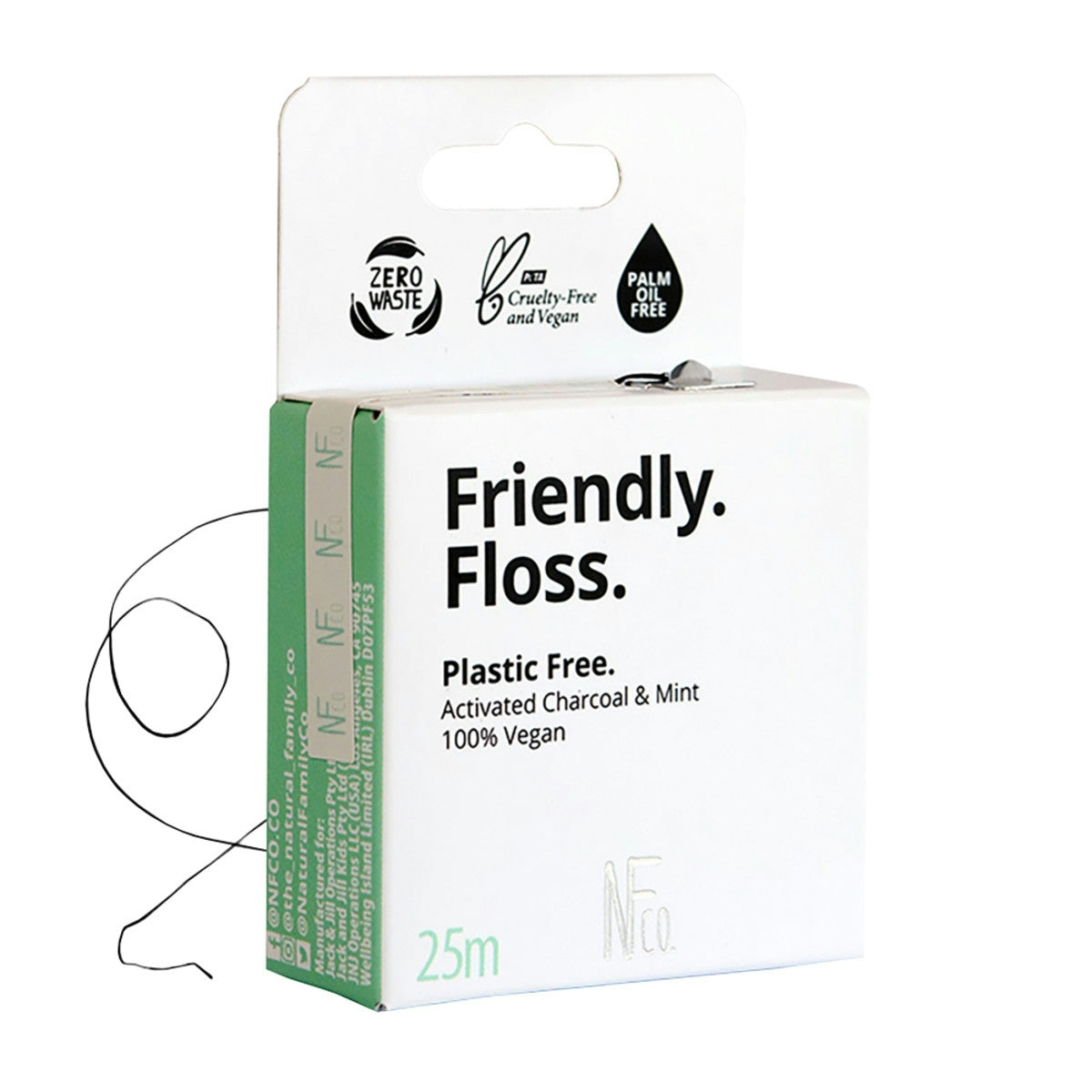 Image of The Natural Family Co. Friendly Floss. (Activated Charcoal & Mint) 25m with white background