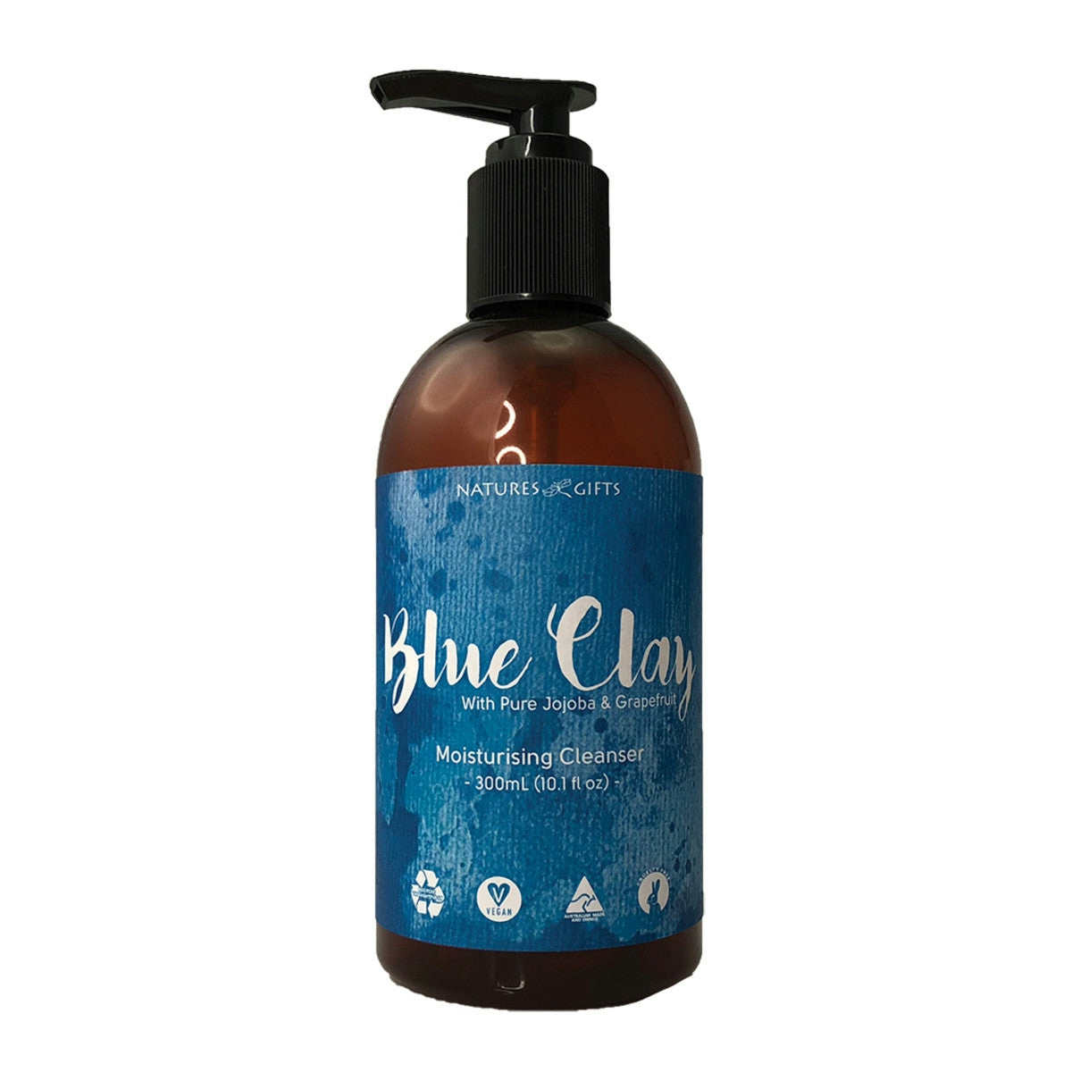 image of Clover Fields Natures Gifts Blue Clay with Jojoba & Grapefruit Moisturising Cleanser on white background 