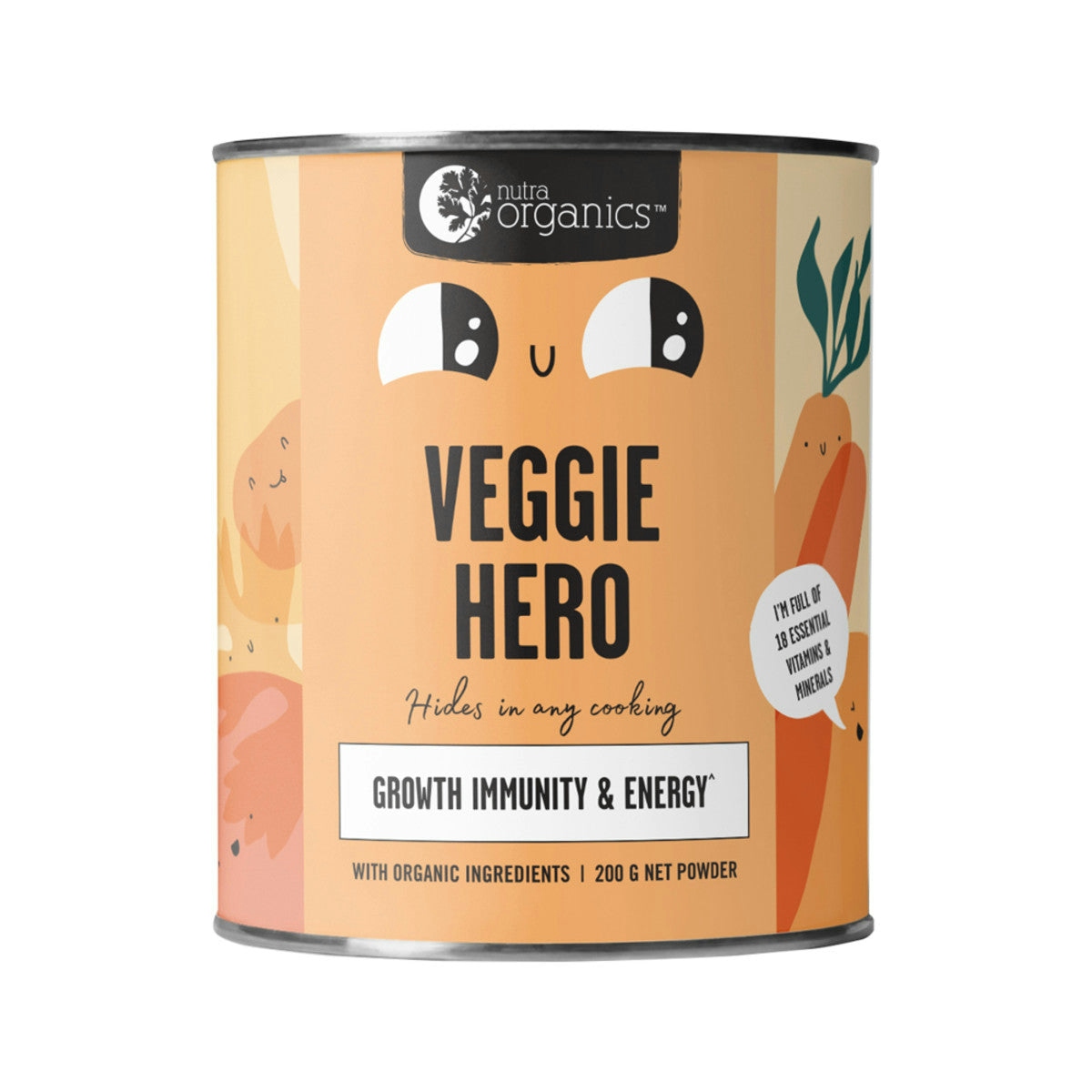 image of Nutra Organics Veggie Hero (Growth Immunity & Energy) 200g on white background
