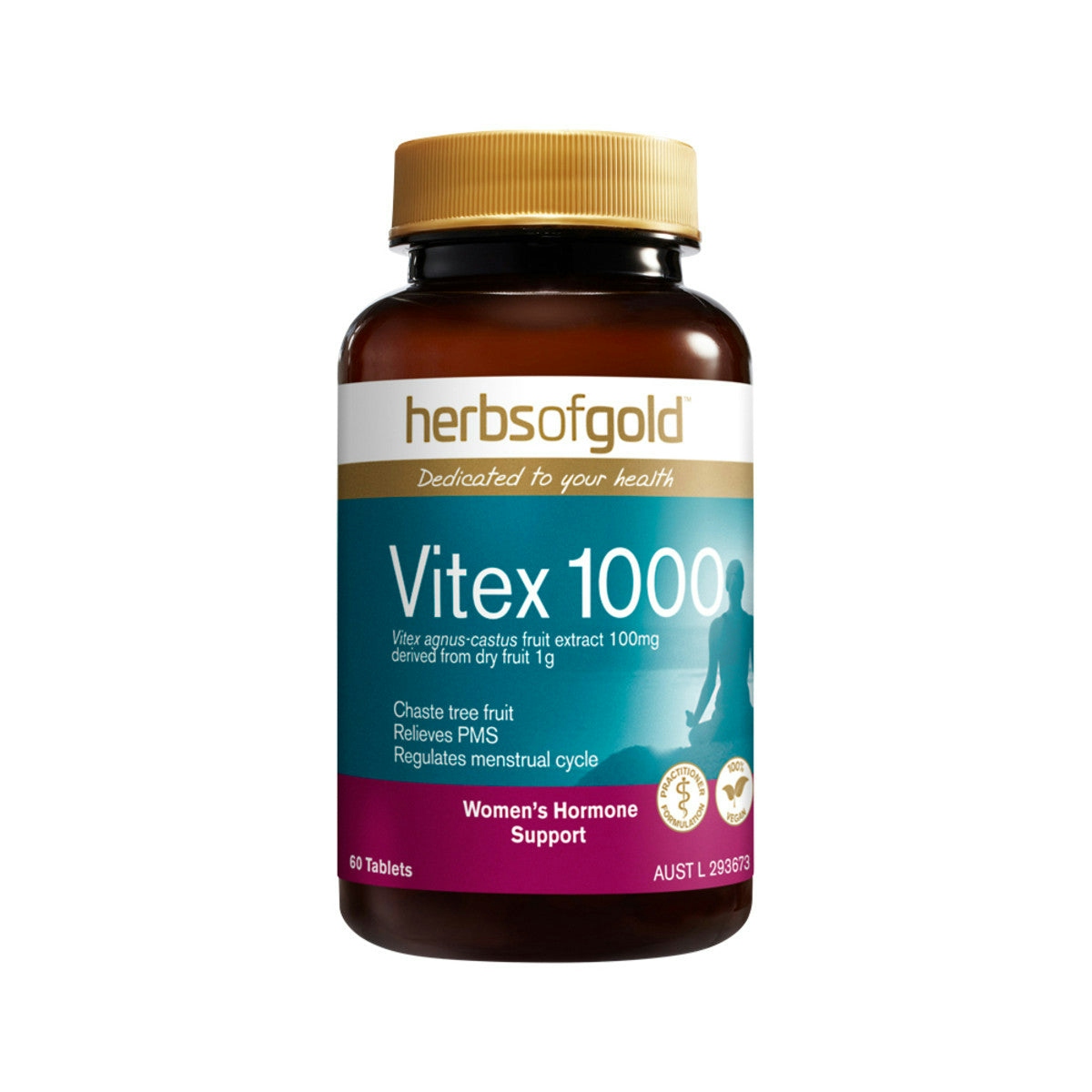 image of Herbs of Gold Vitex 1000 60t on white background 