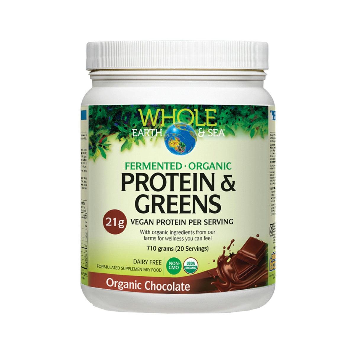 image of Whole Earth & Sea Protein & Greens Organic Chocolate 710g on white background 