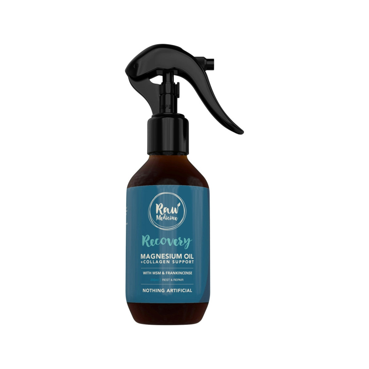 image of Raw Medicine Magnesium Oil + Collagen Support Recovery Spray 200ml on white background