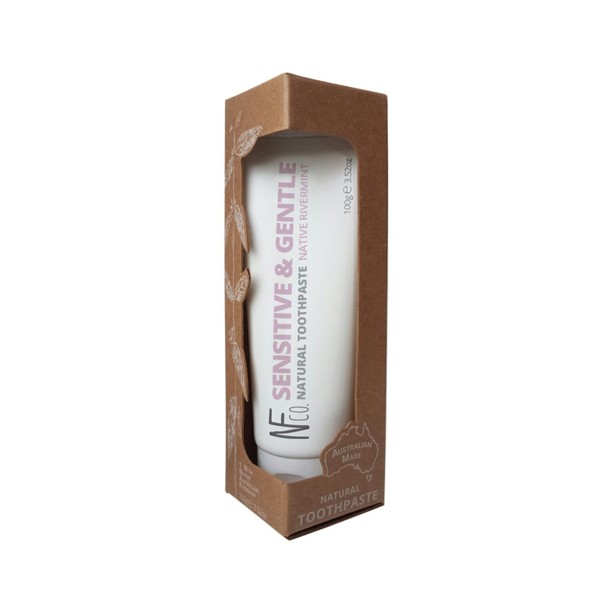 image of The Natural Family Co. Natural Toothpaste Sensitive & Gentle (with Native Rivermint) 100g on white background