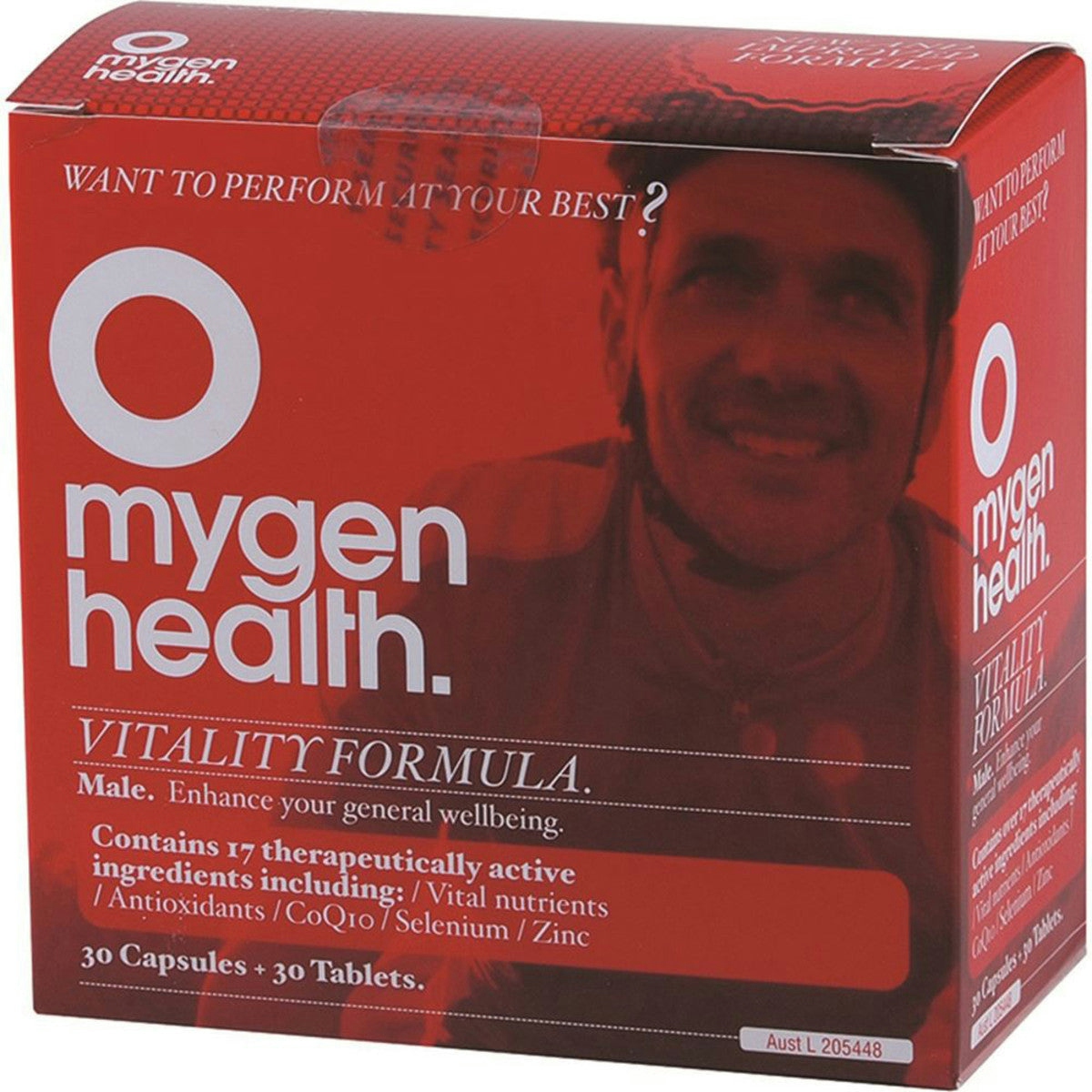 image of Mygen Health Vitality Formula Male 30t & 30c on white background 